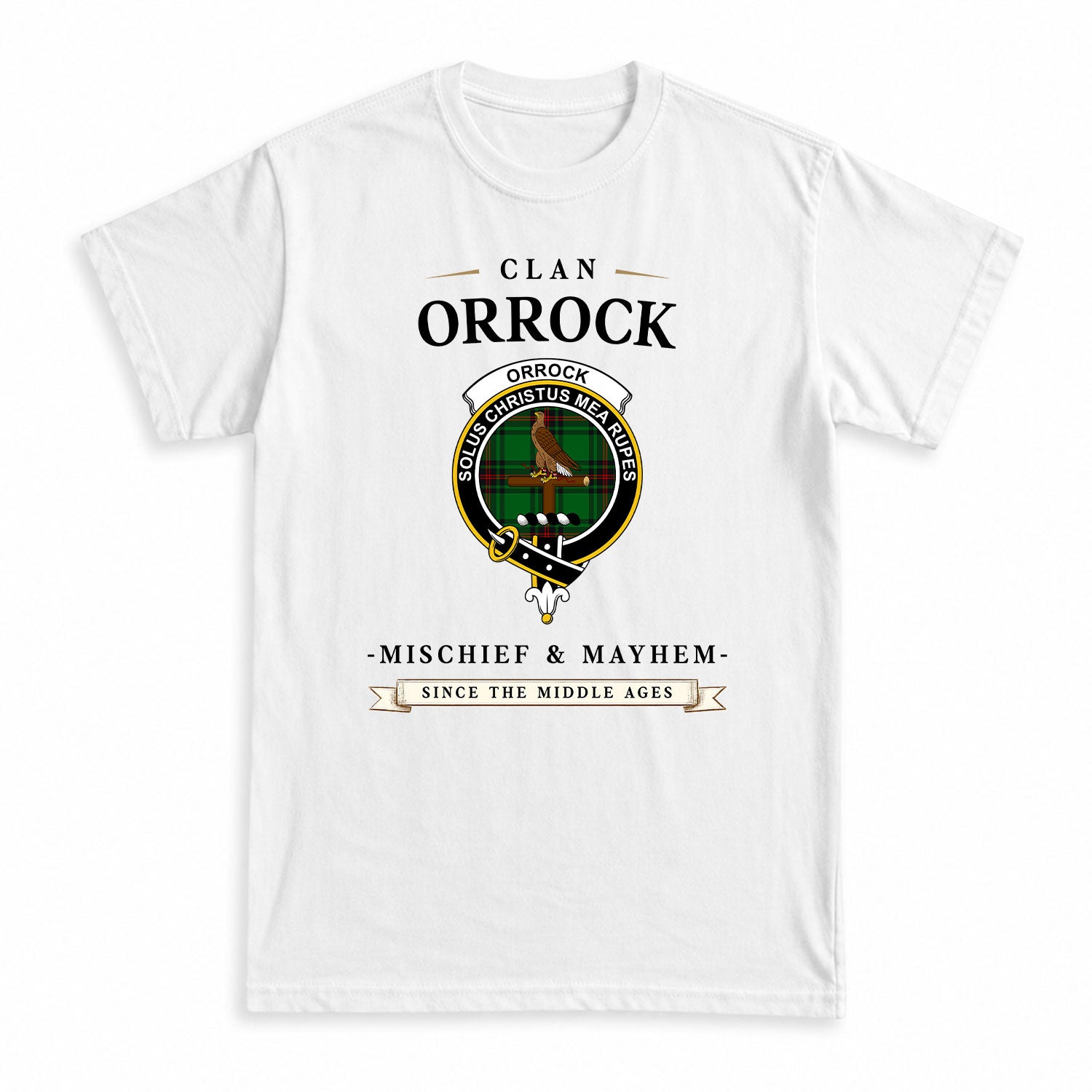 Orrock Tartan Crest Mischief and Mayhem T-shirt