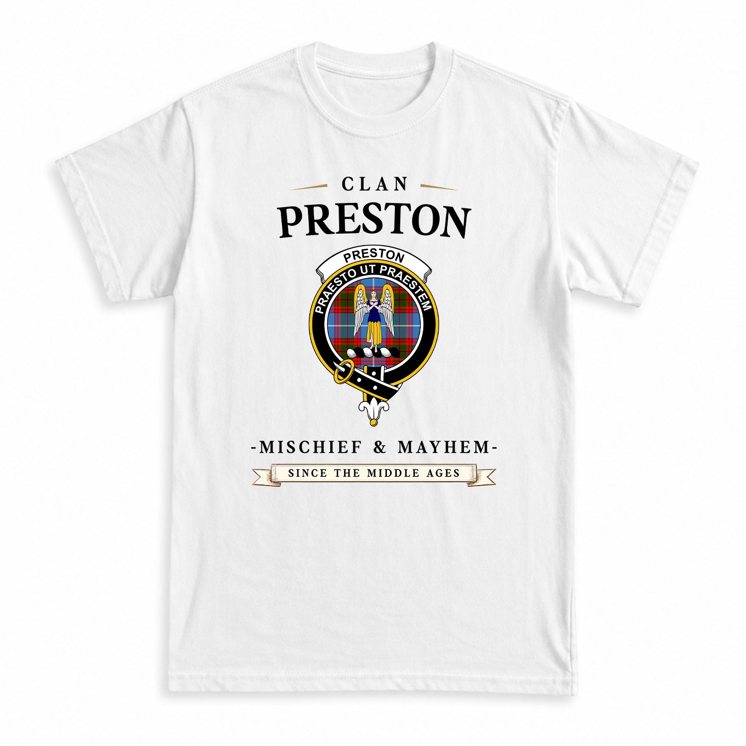 Preston Tartan Crest Mischief and Mayhem T-shirt