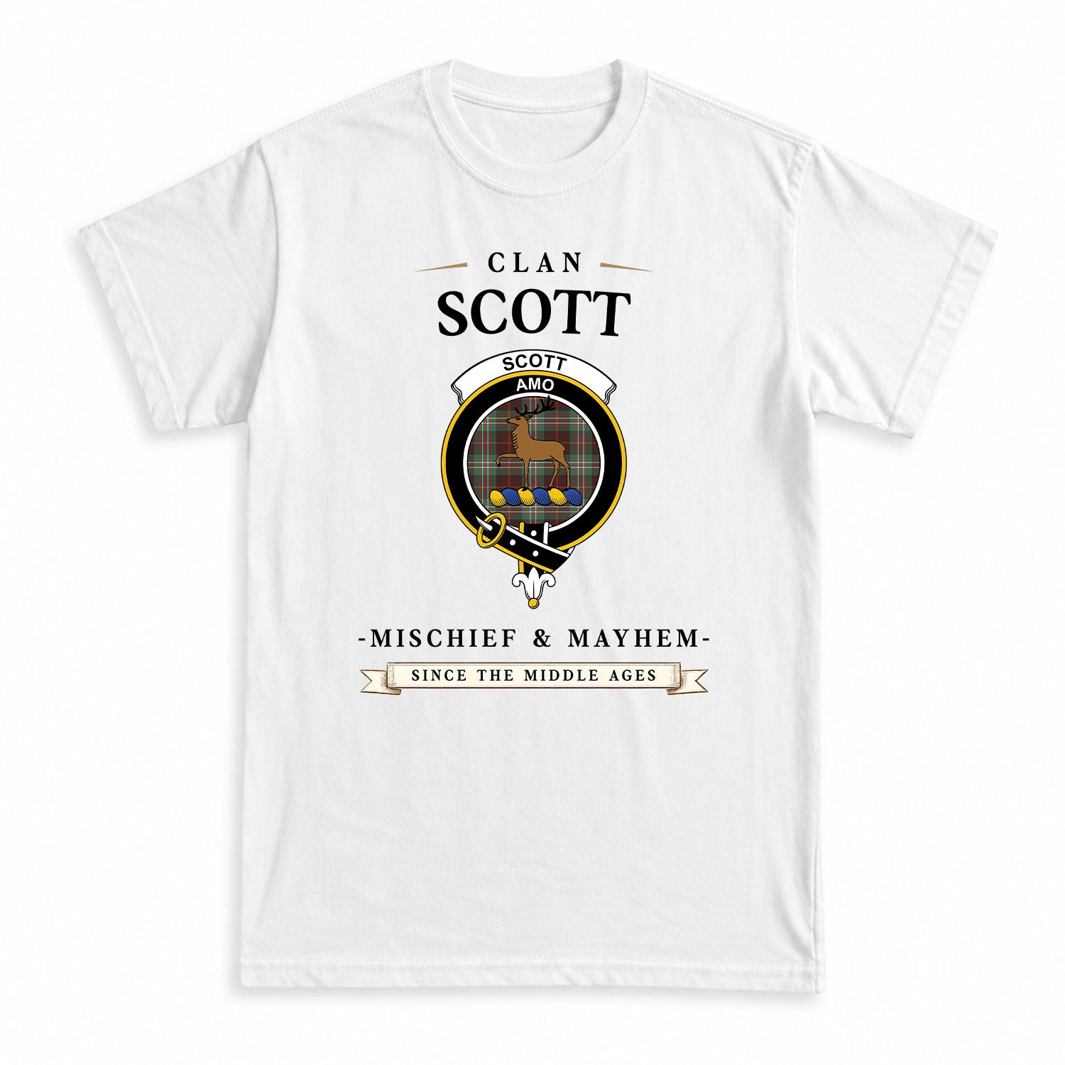 Scott Brown Ancient Tartan Crest Mischief and Mayhem T-shirt