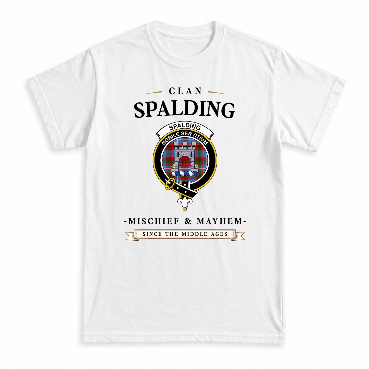 Spalding Tartan Crest Mischief and Mayhem T-shirt