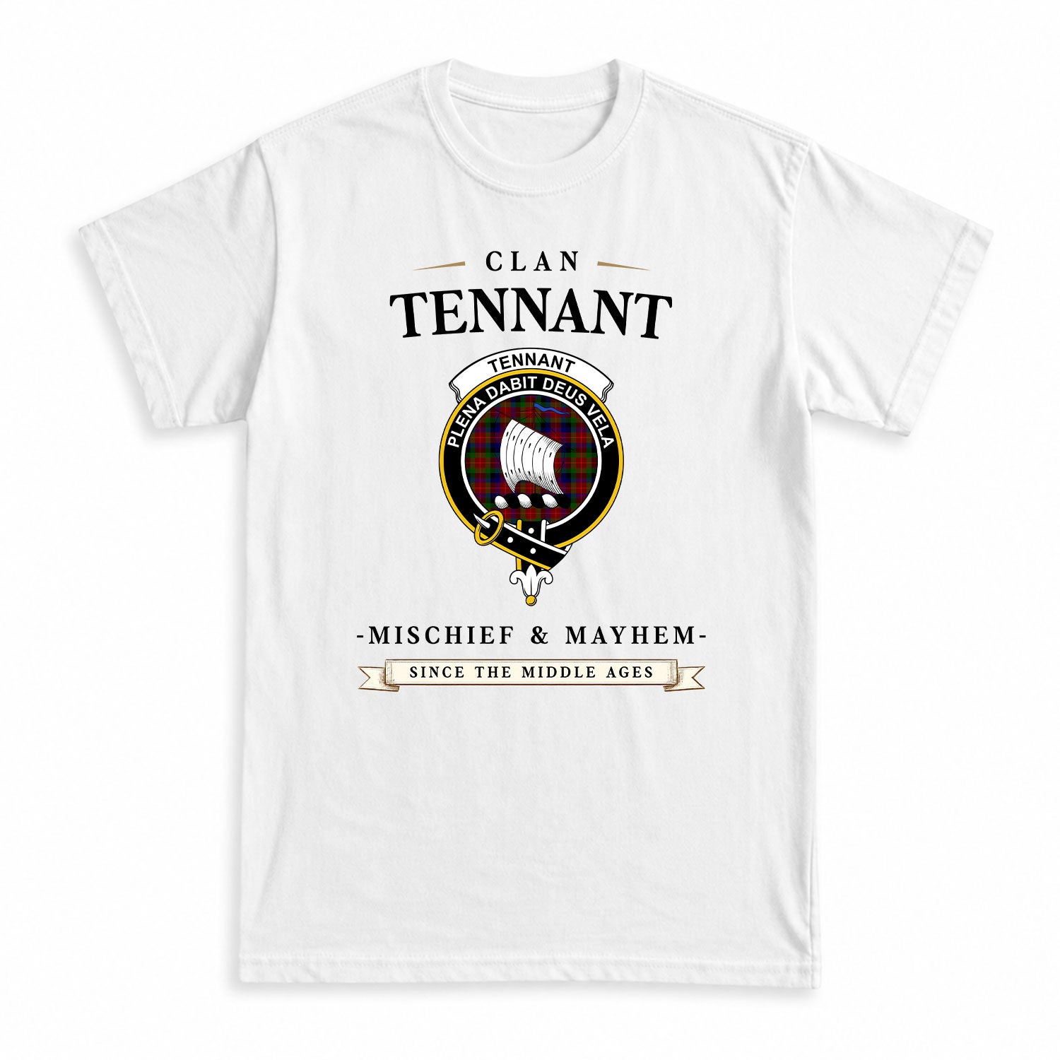 Tennant Tartan Crest Mischief and Mayhem T-shirt
