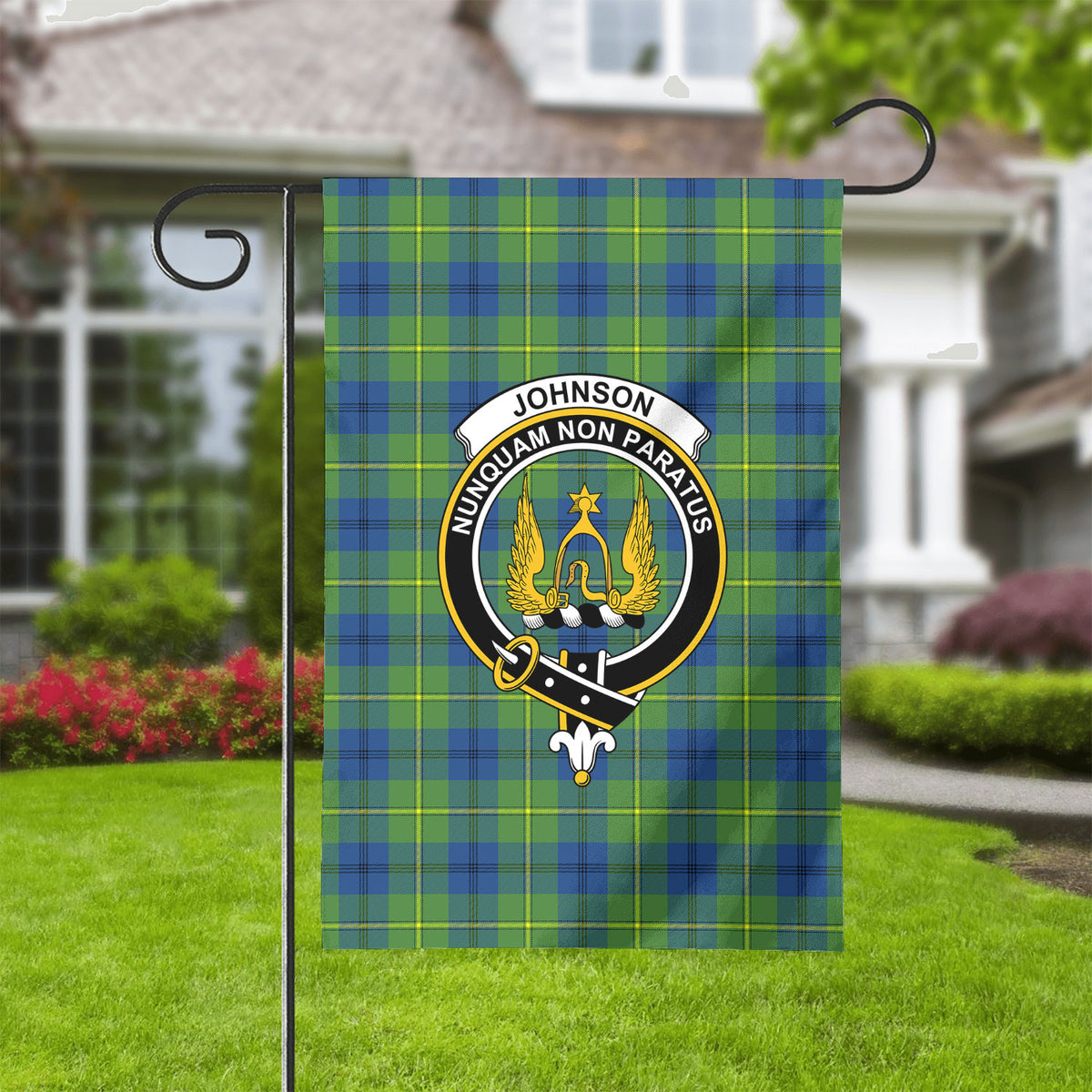 Johnson Ancient Tartan Crest Garden Flag