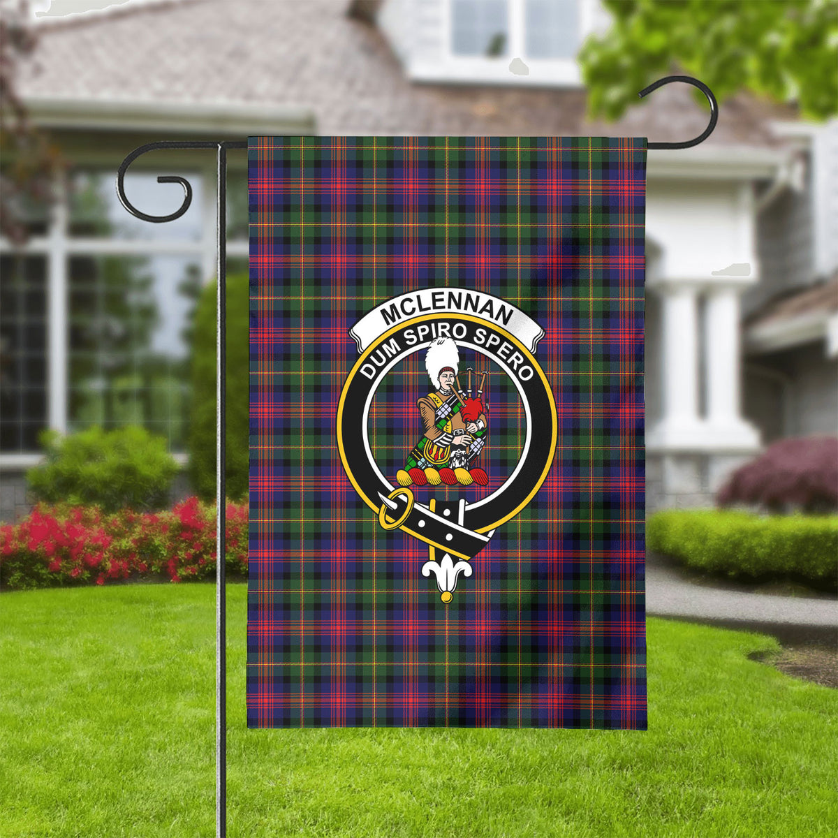 McLennan Modern Tartan Crest Garden Flag