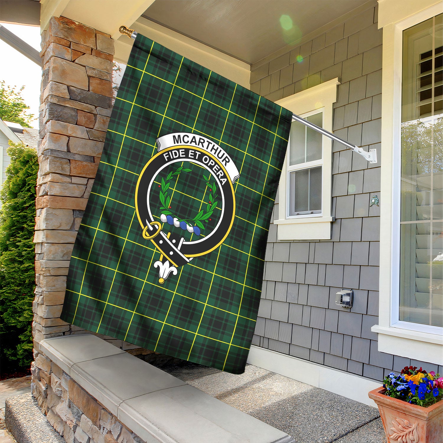 McArthur Modern Tartan Crest Garden Flag