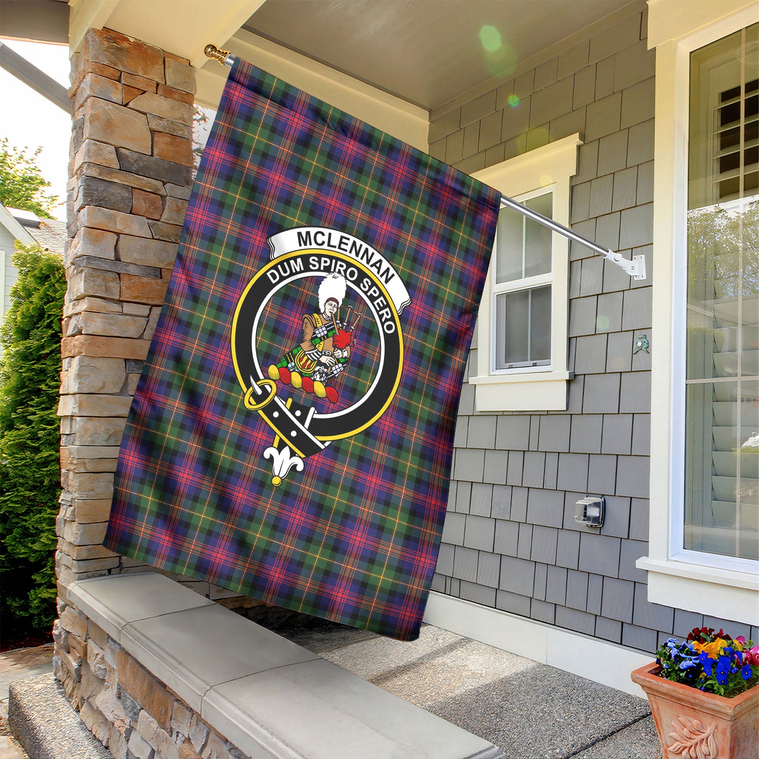McLennan Modern Tartan Crest Garden Flag