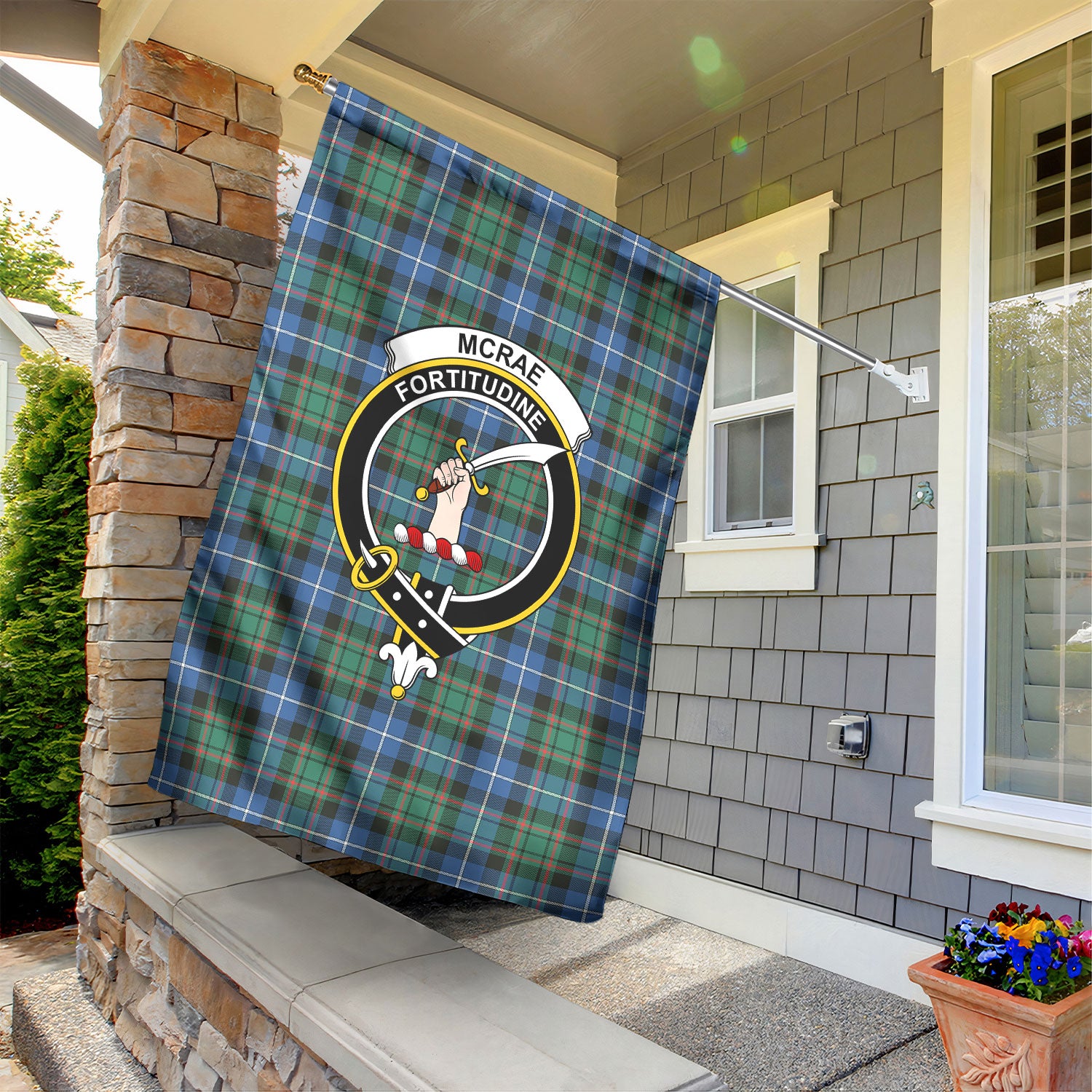 McRae Hunting Ancient Tartan Crest Garden Flag