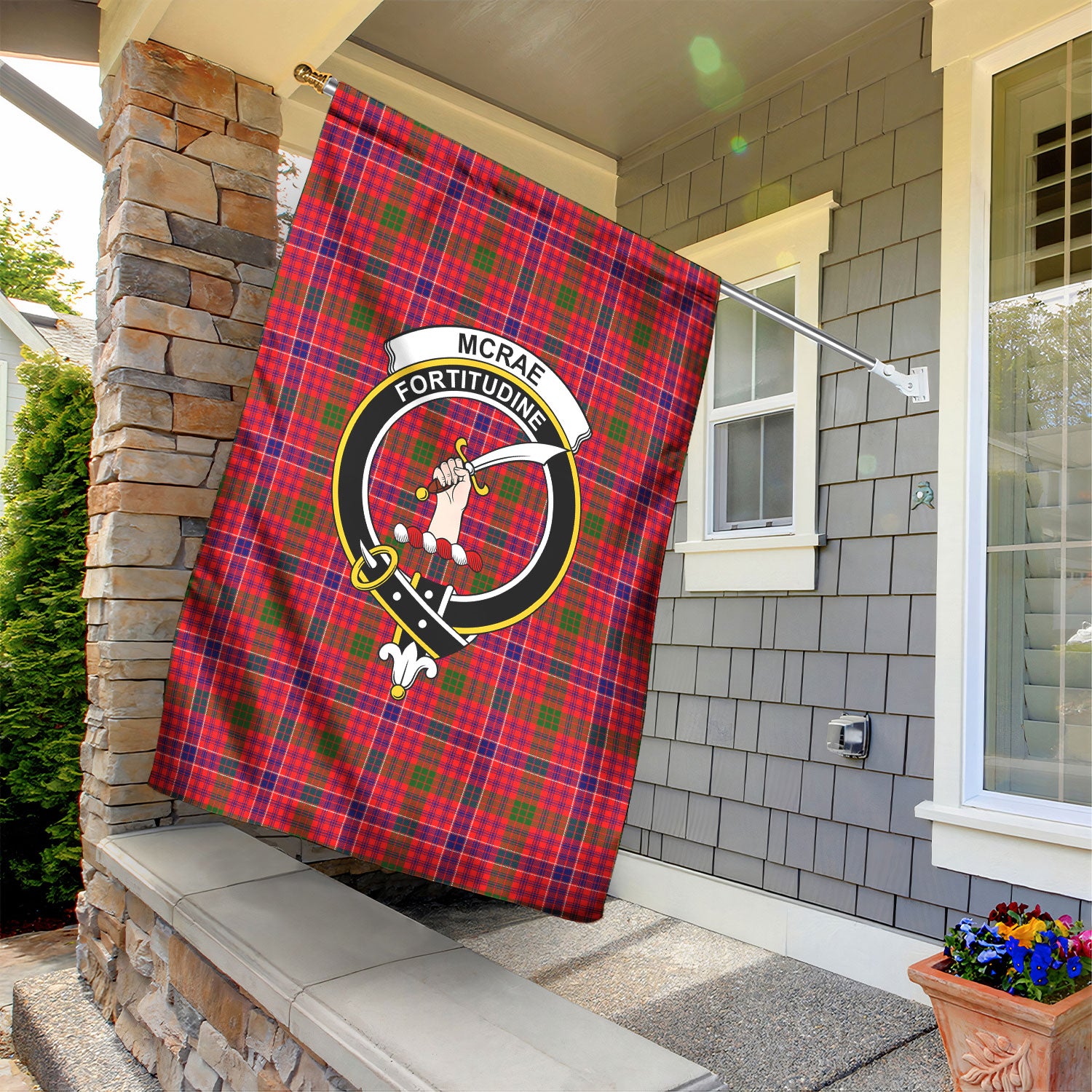 McRae Modern Tartan Crest Garden Flag