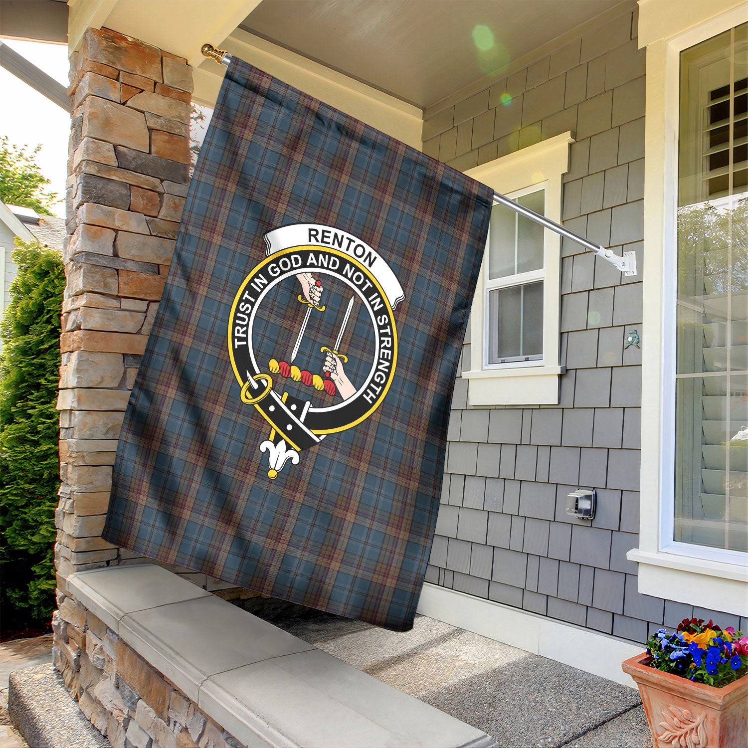 Renton Tartan Crest Garden Flag