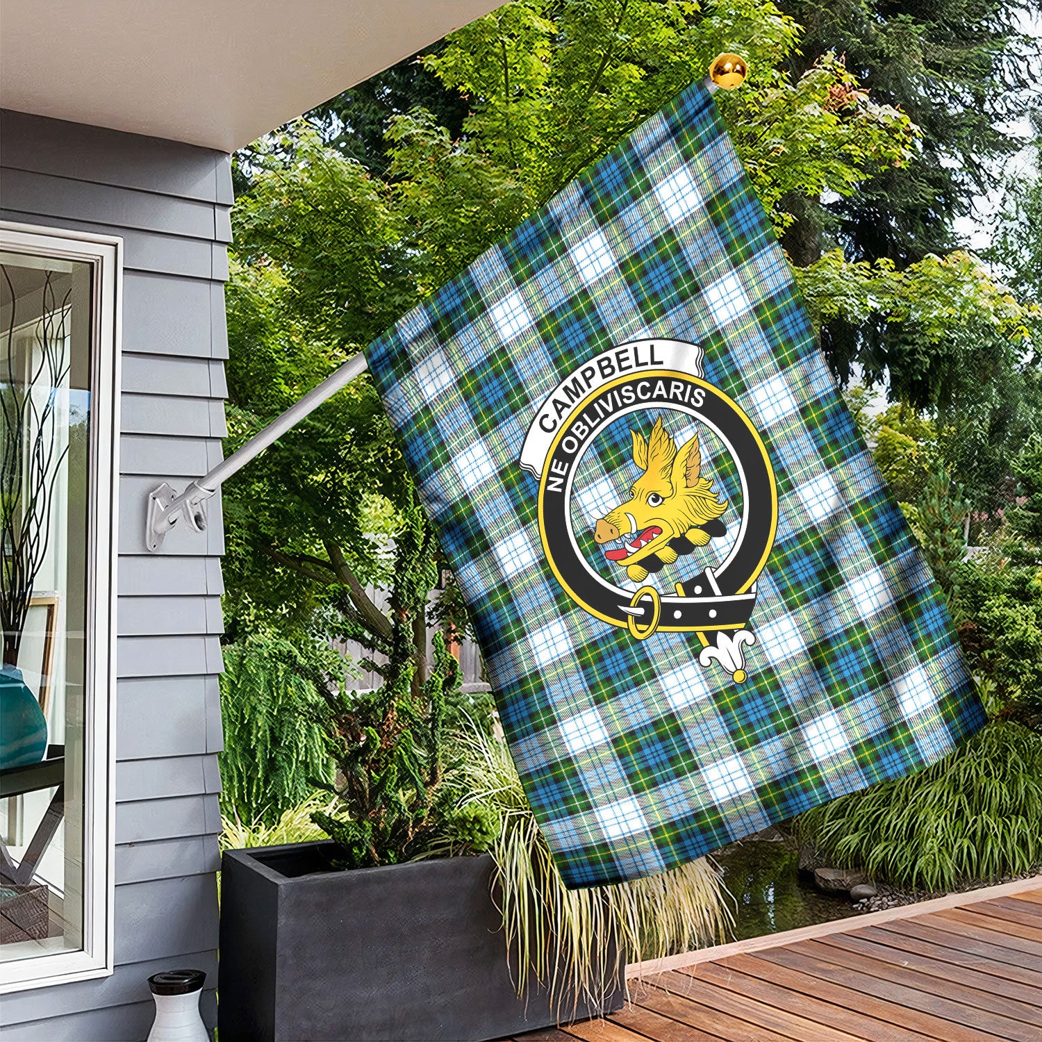 Campbell Dress Tartan Crest Garden Flag