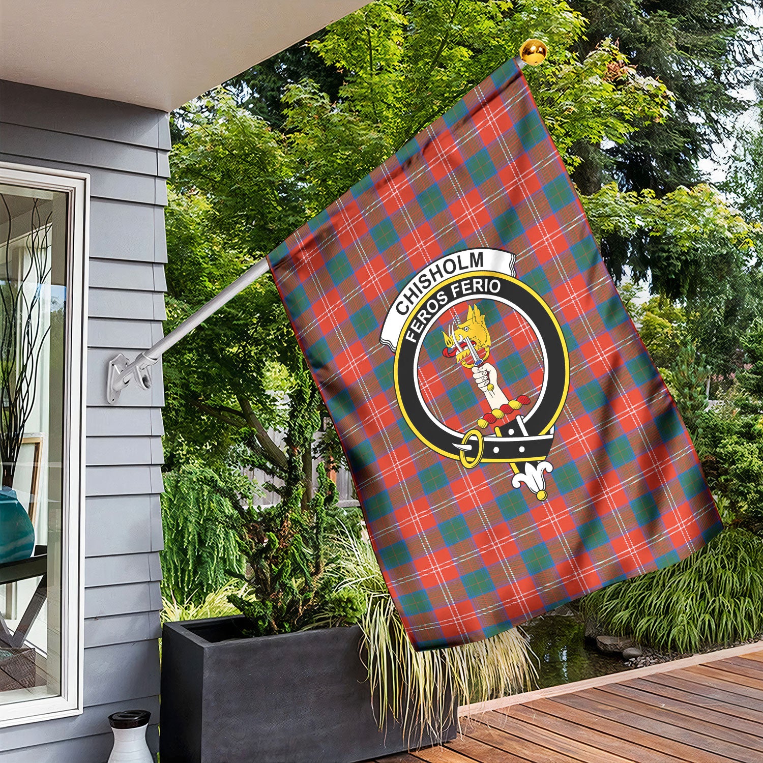 Chisholm Ancient Tartan Crest Garden Flag