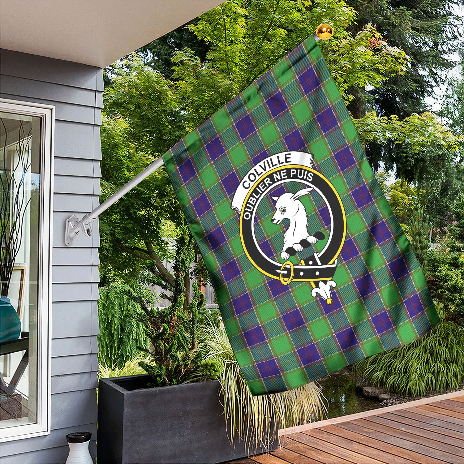 Colville Tartan Crest Garden Flag