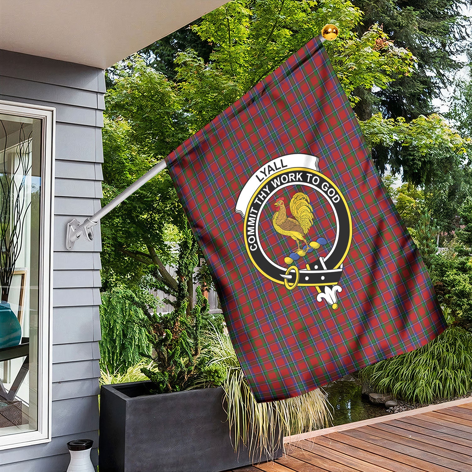 Lyall Tartan Crest Garden Flag