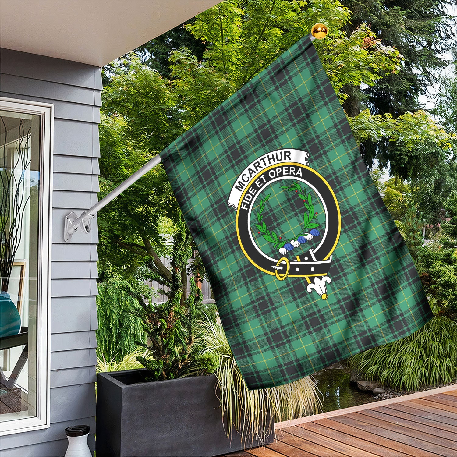 McArthur Ancient Tartan Crest Garden Flag