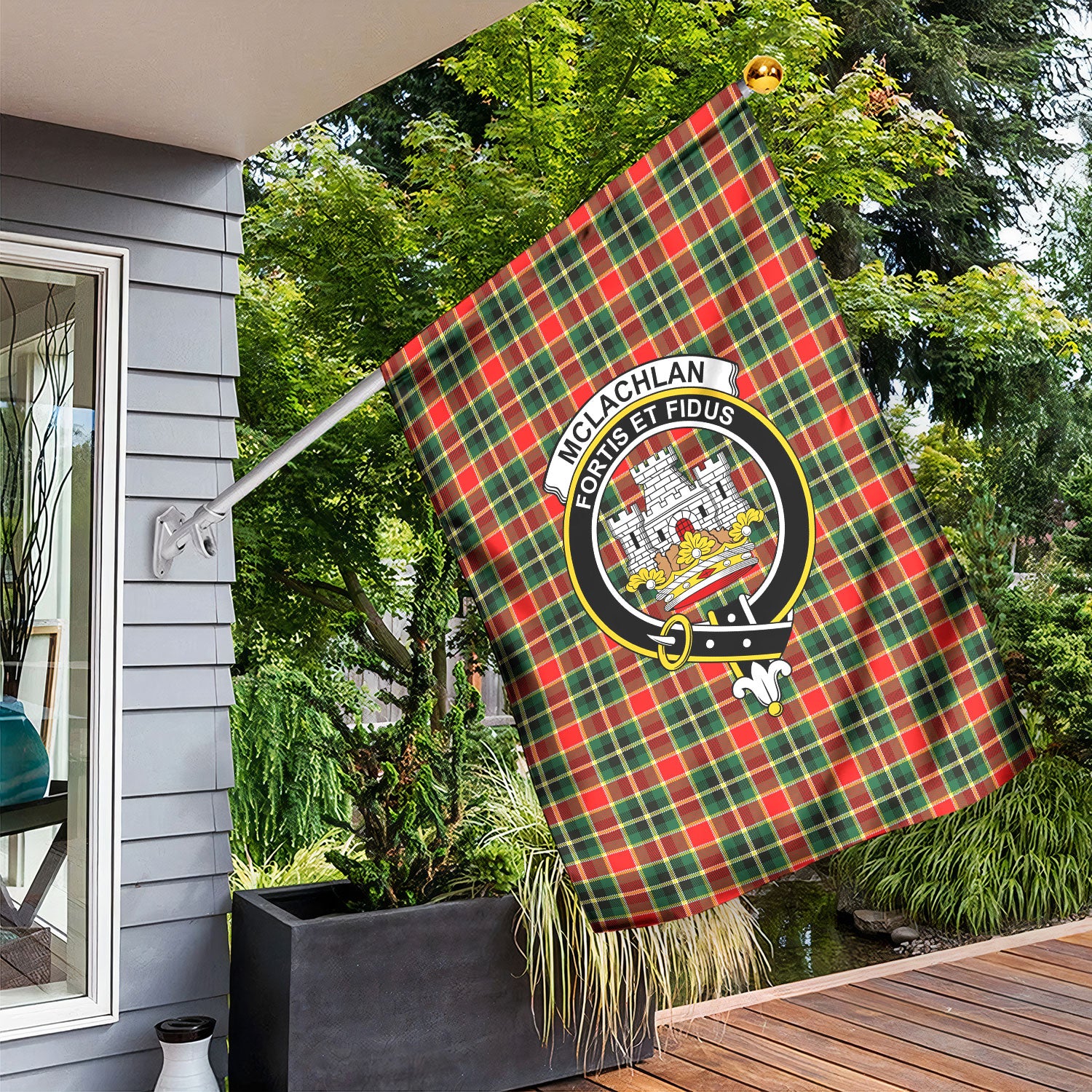 McLachlan Hunting Modern Tartan Crest Garden Flag