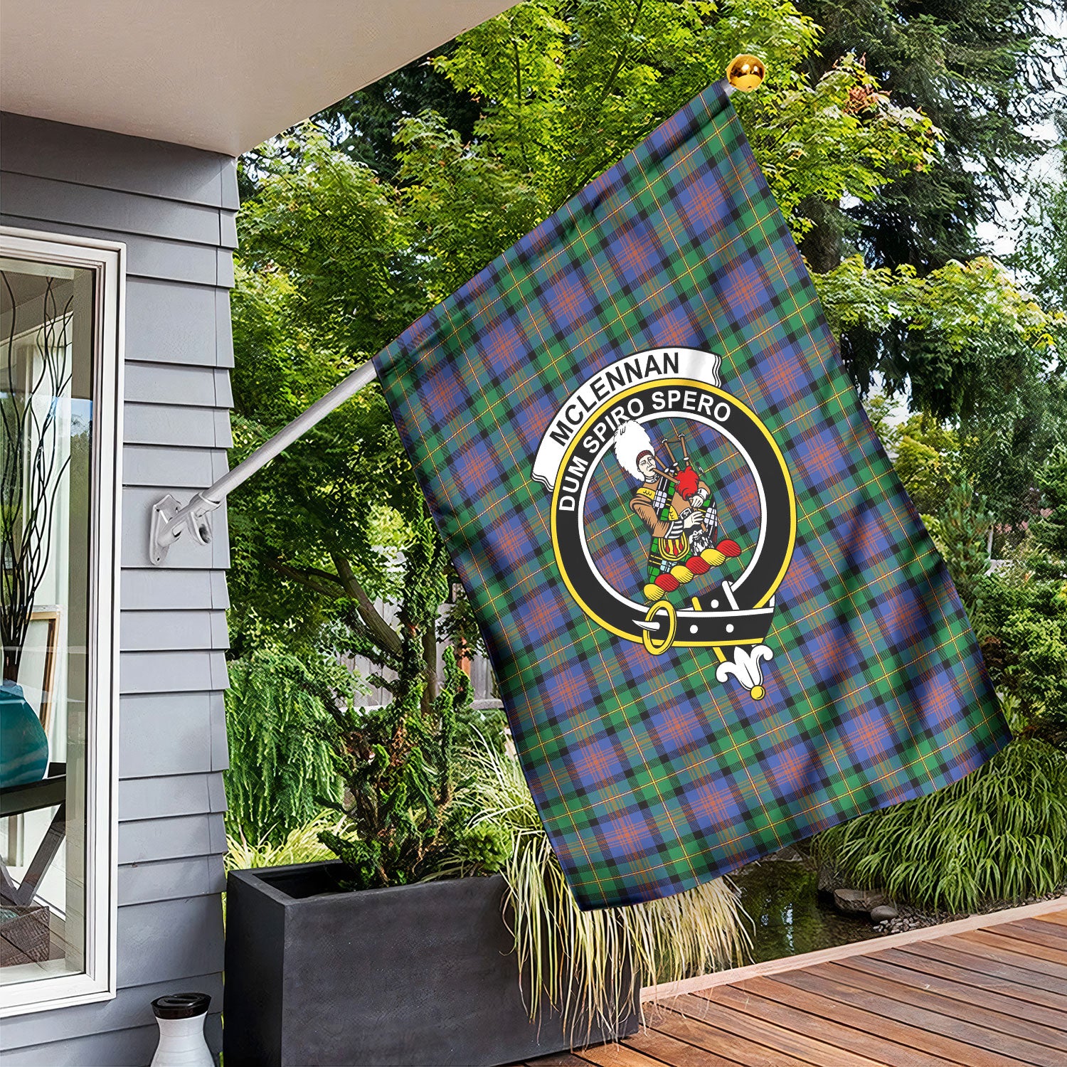 McLennan Ancient Tartan Crest Garden Flag