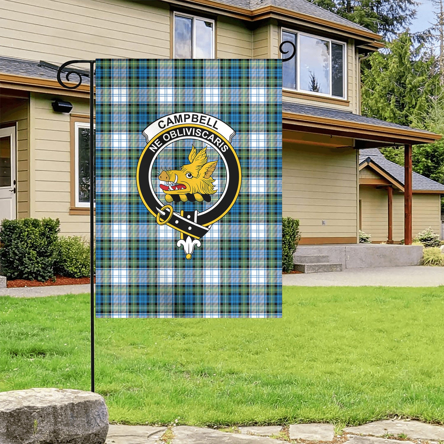 Campbell Dress Ancient Tartan Crest Garden Flag