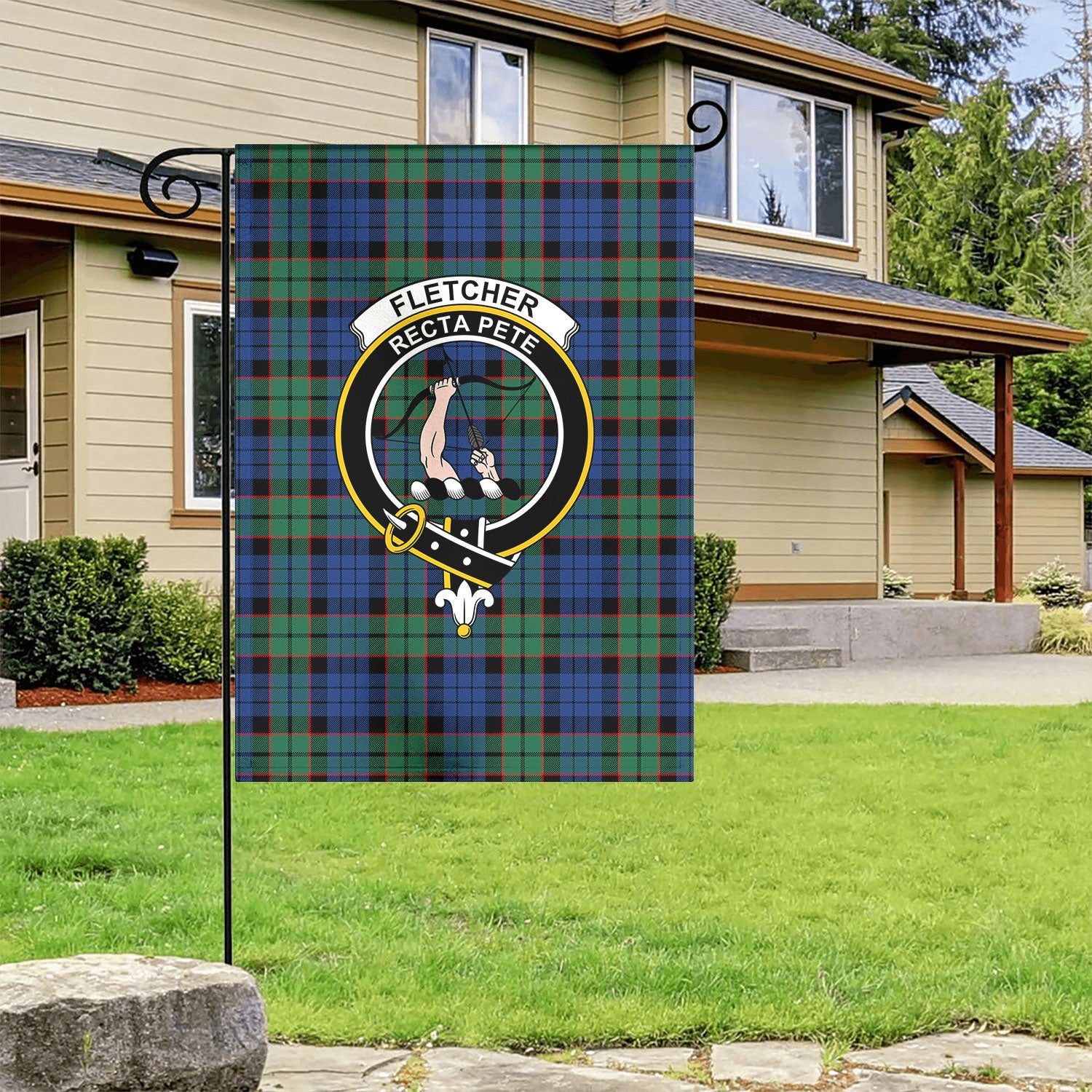 Fletcher Ancient Tartan Crest Garden Flag