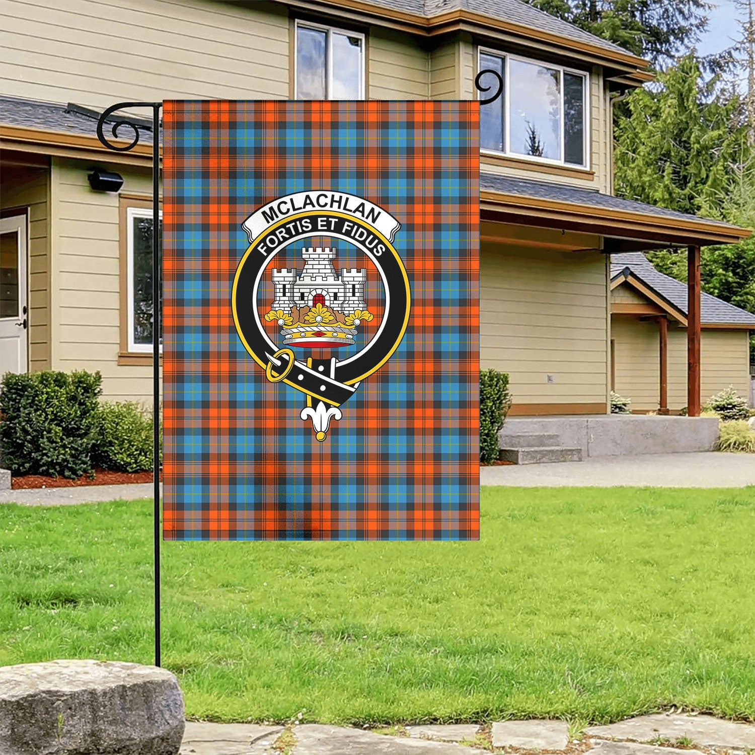 McLachlan Ancient Tartan Crest Garden Flag