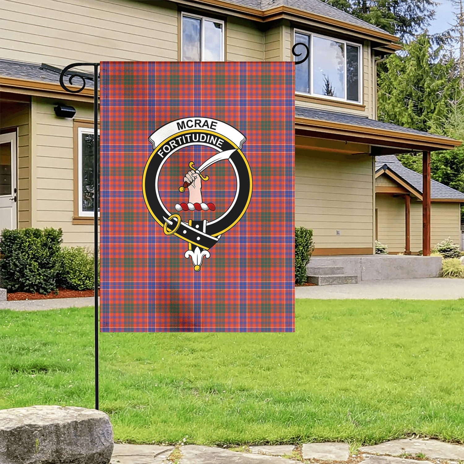 McRae Ancient Tartan Crest Garden Flag