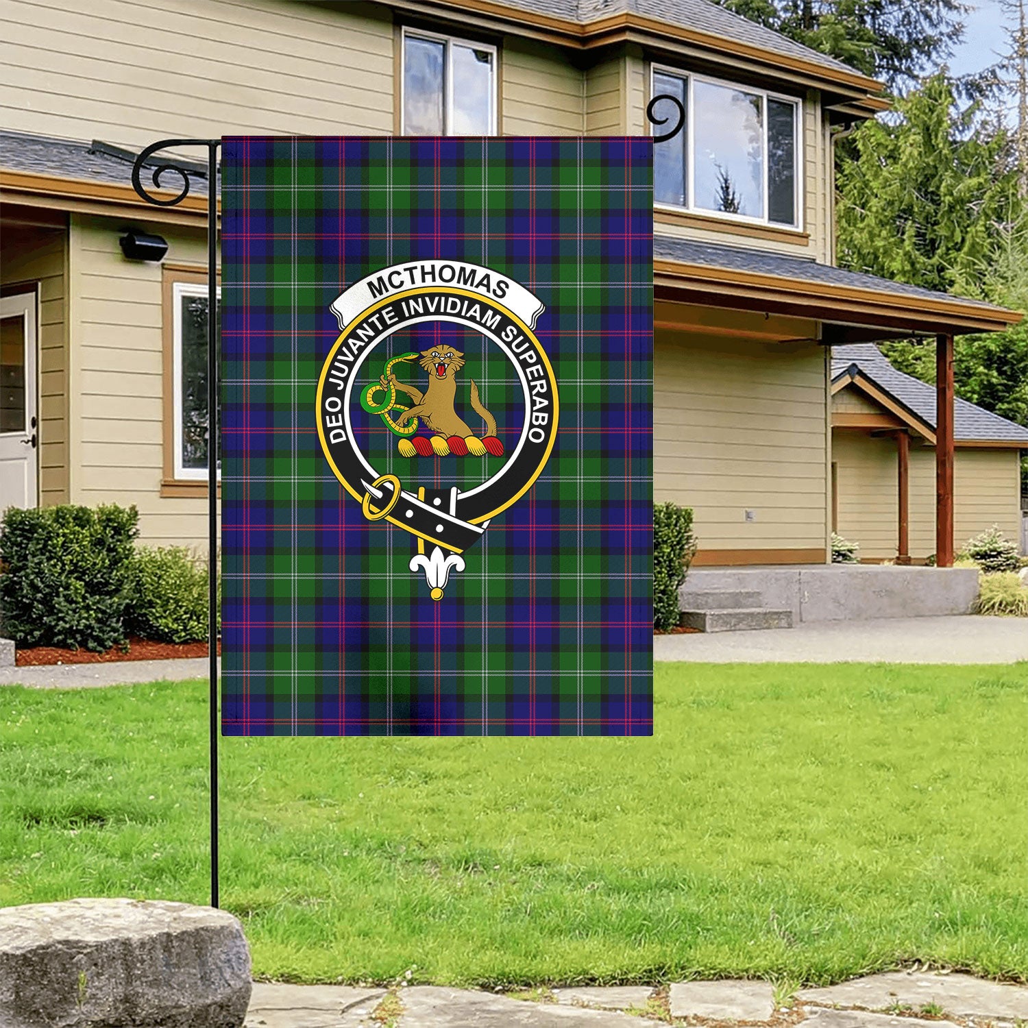 McThomas Modern Tartan Crest Garden Flag