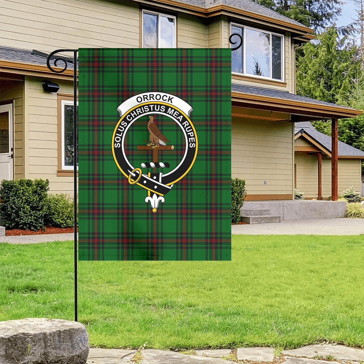 Orrock Tartan Crest Garden Flag