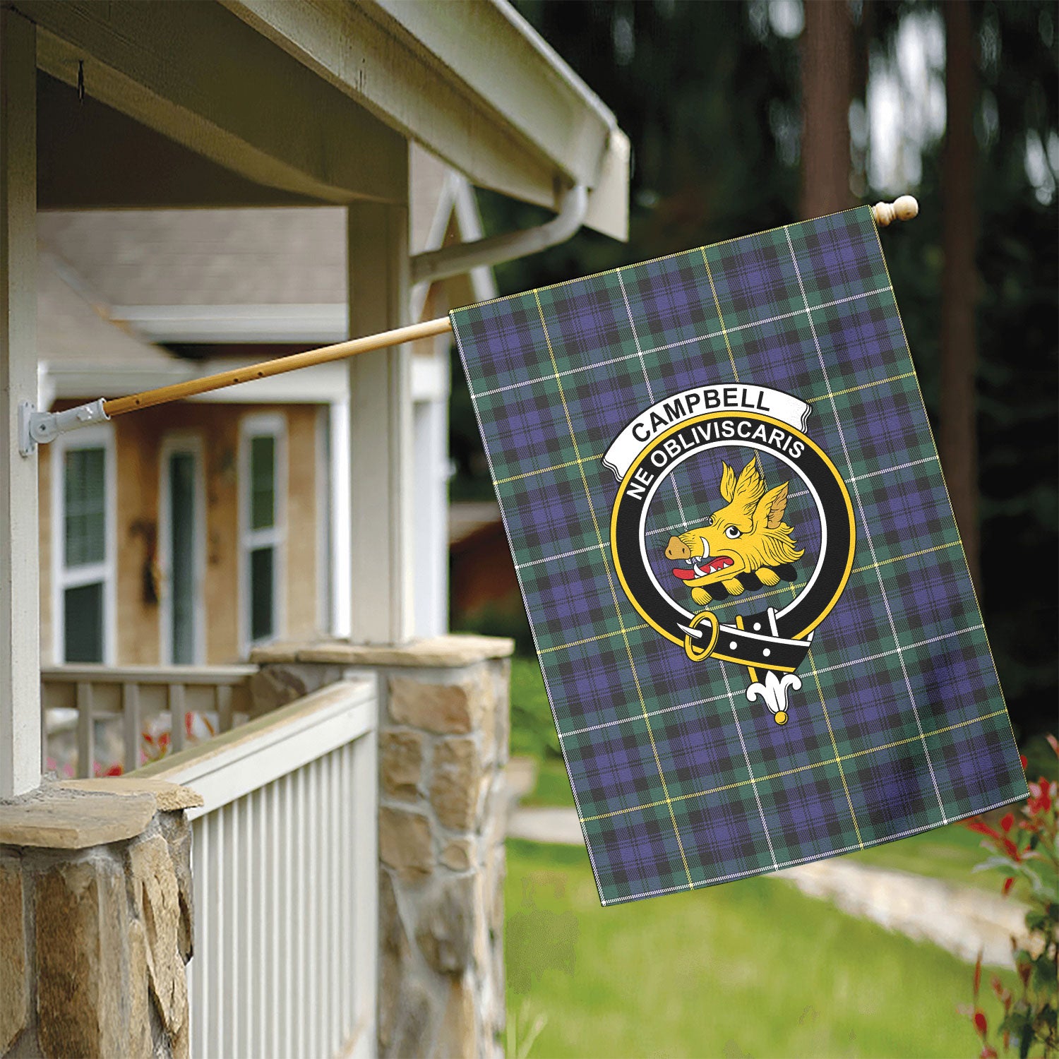 Campbell Argyll Modern Tartan Crest Garden Flag