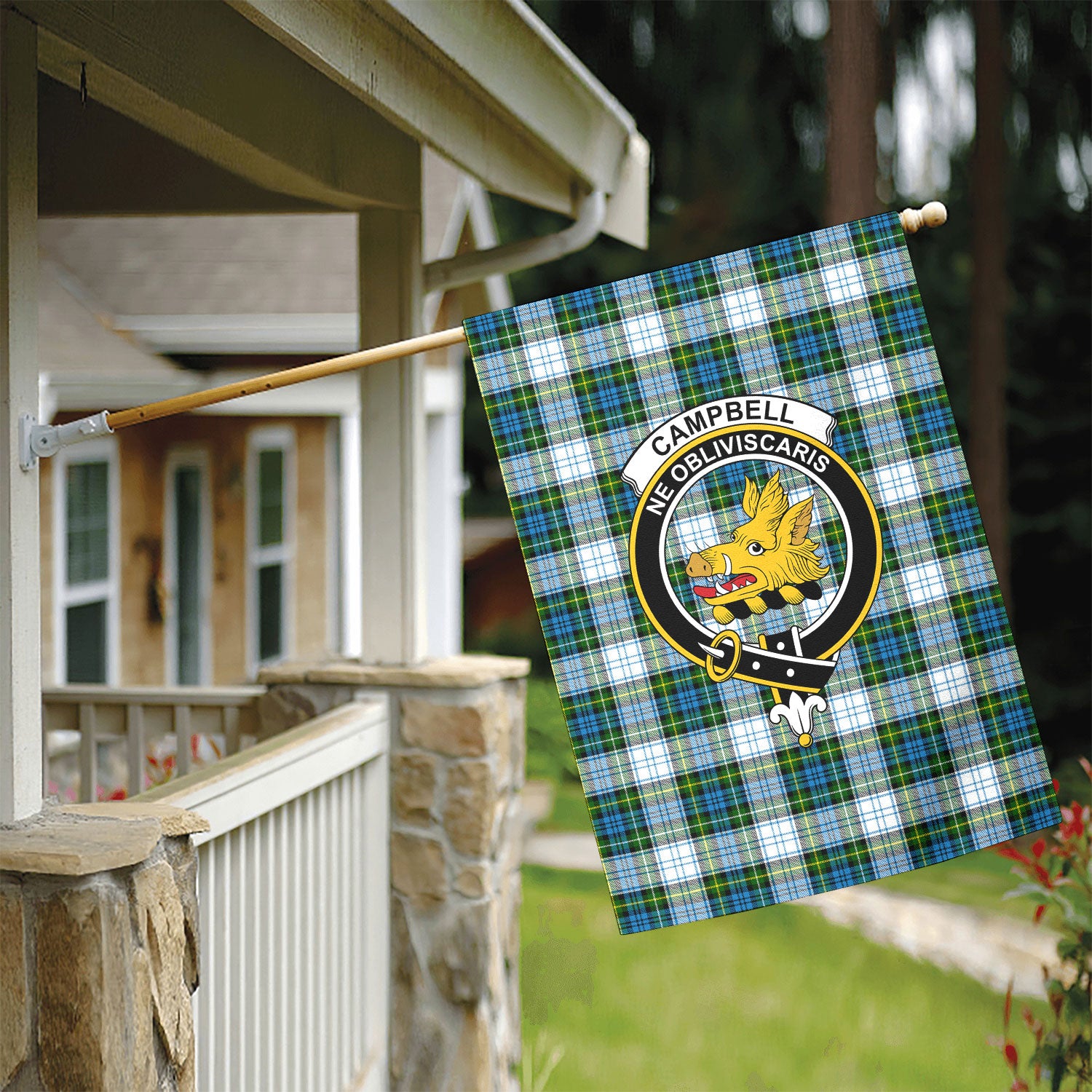 Campbell Dress Tartan Crest Garden Flag