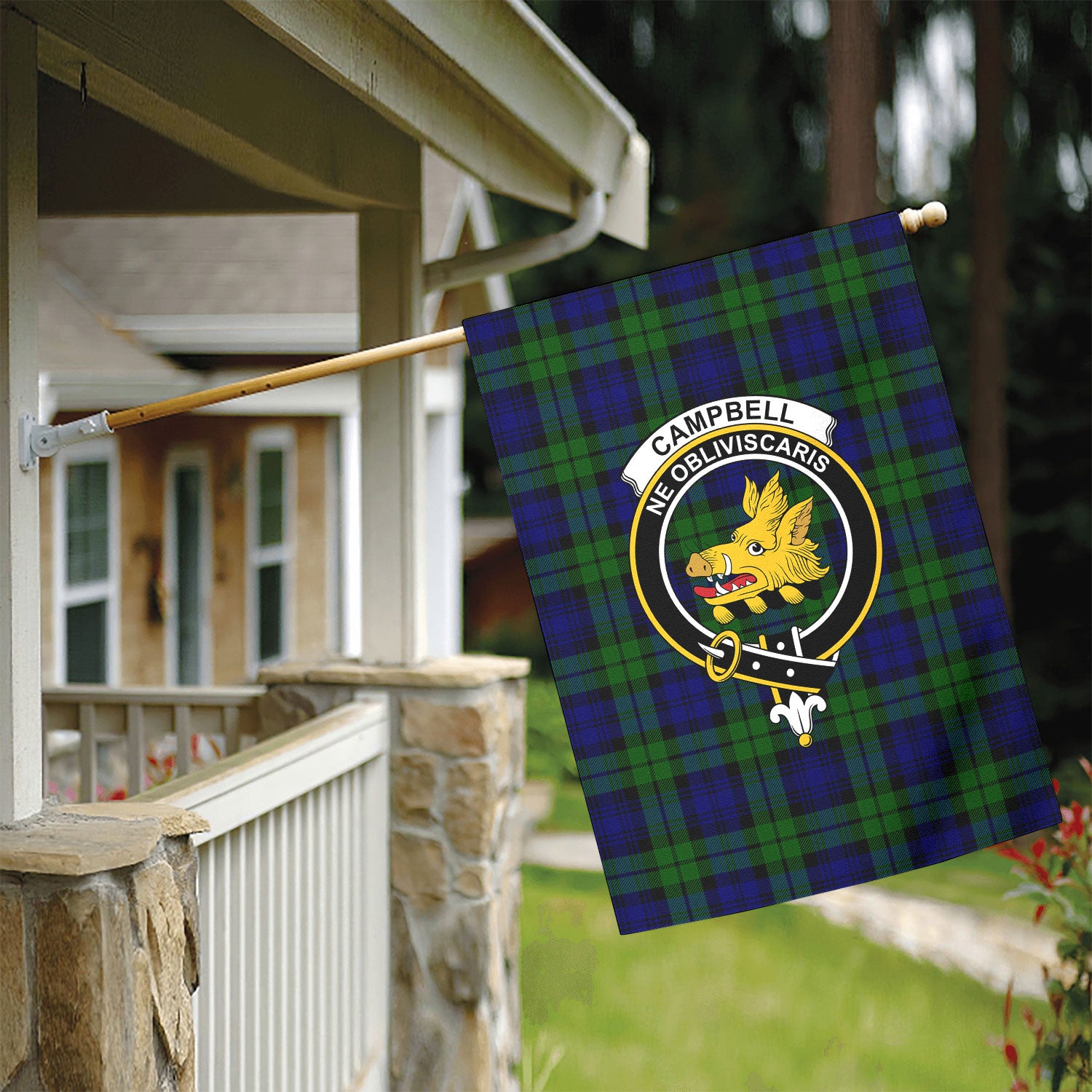 Campbell Modern Tartan Crest Garden Flag