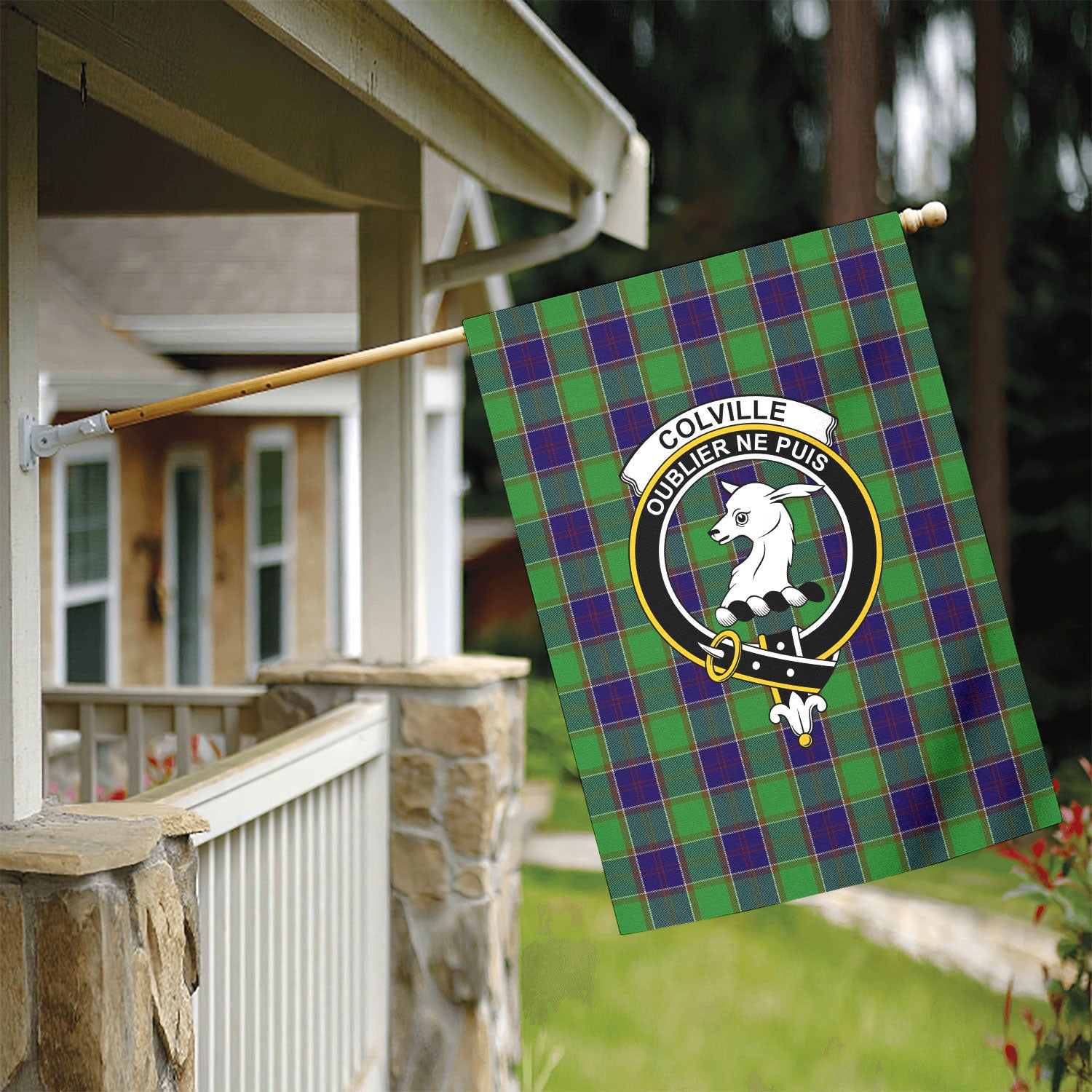 Colville Tartan Crest Garden Flag