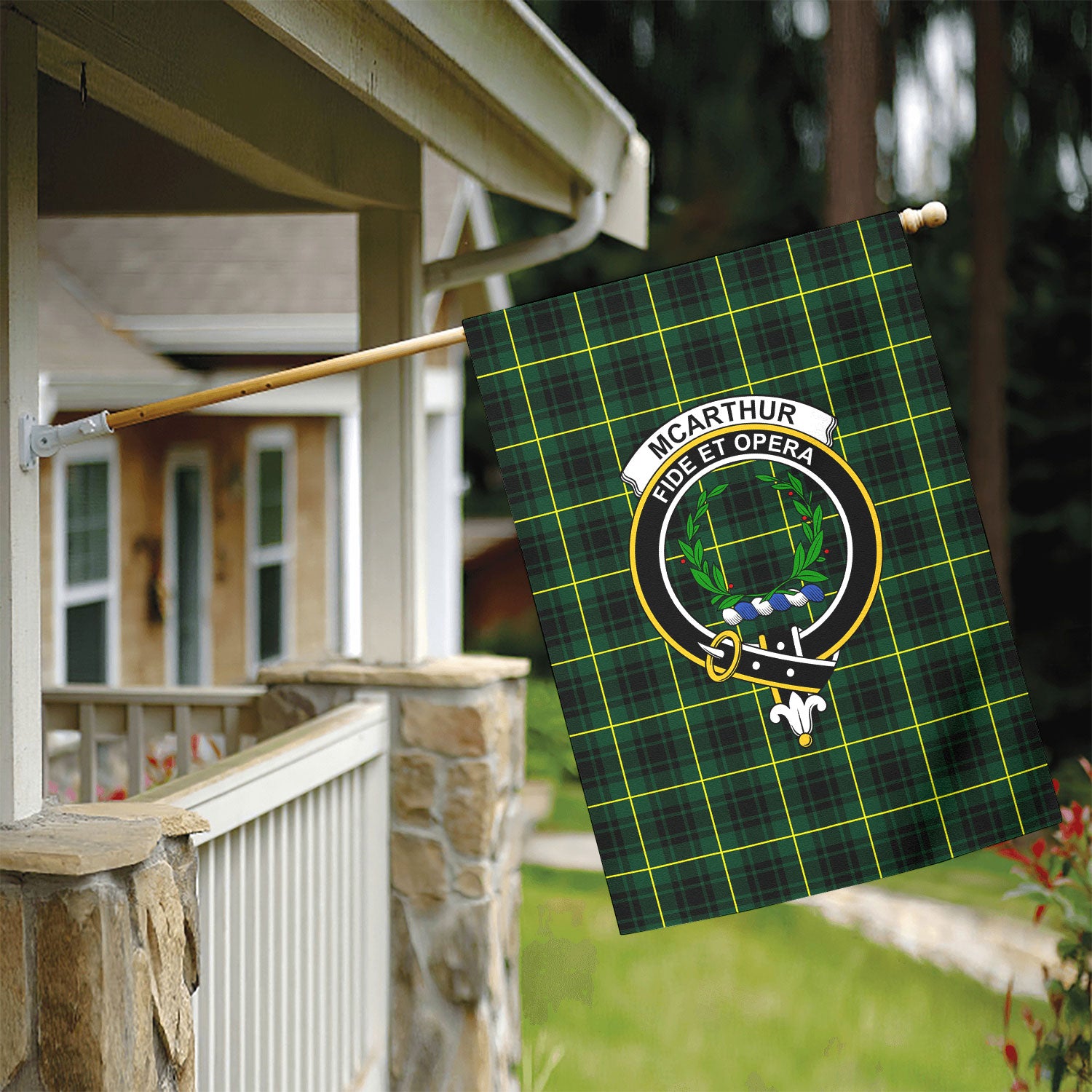 McArthur Modern Tartan Crest Garden Flag