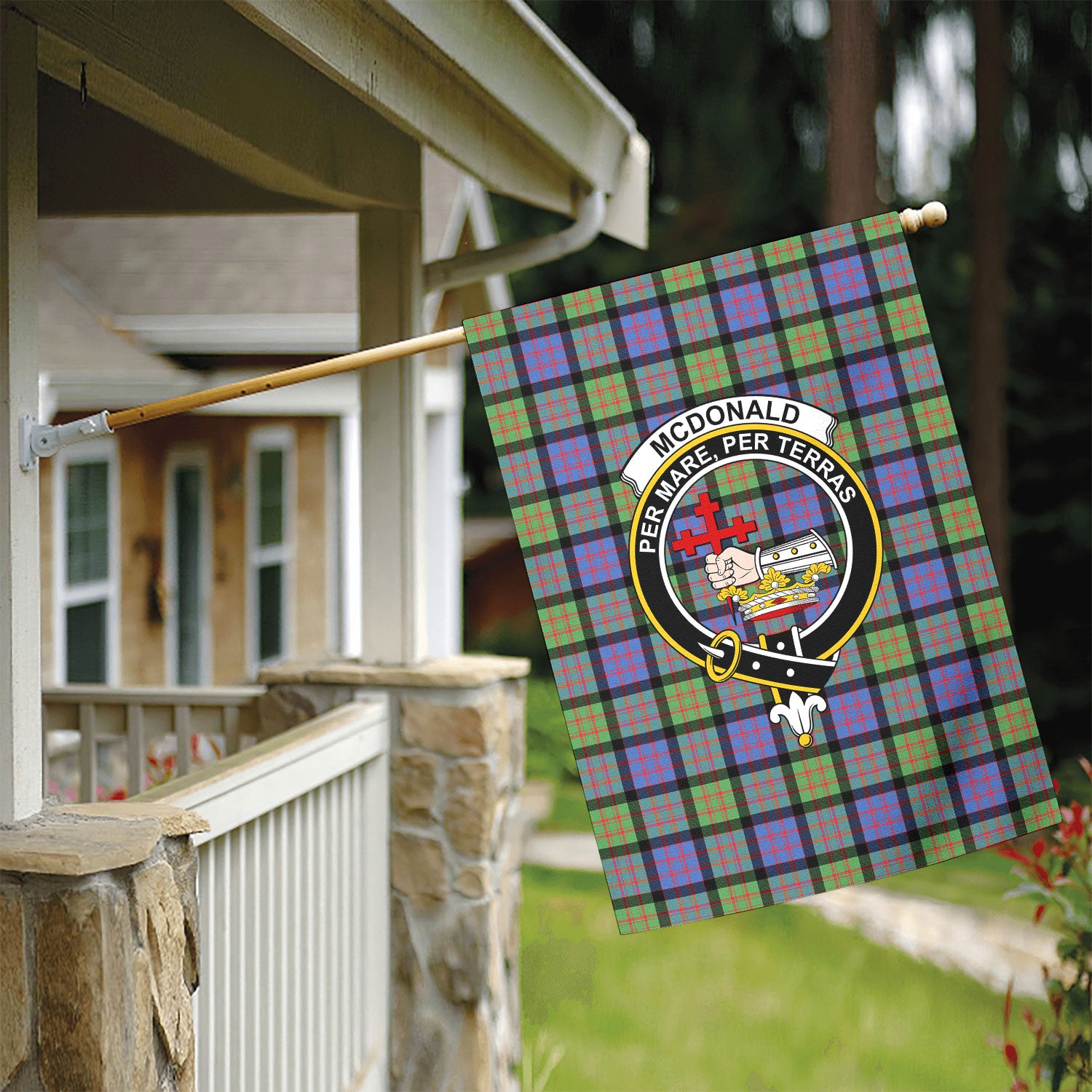 McDonald Ancient Tartan Crest Garden Flag