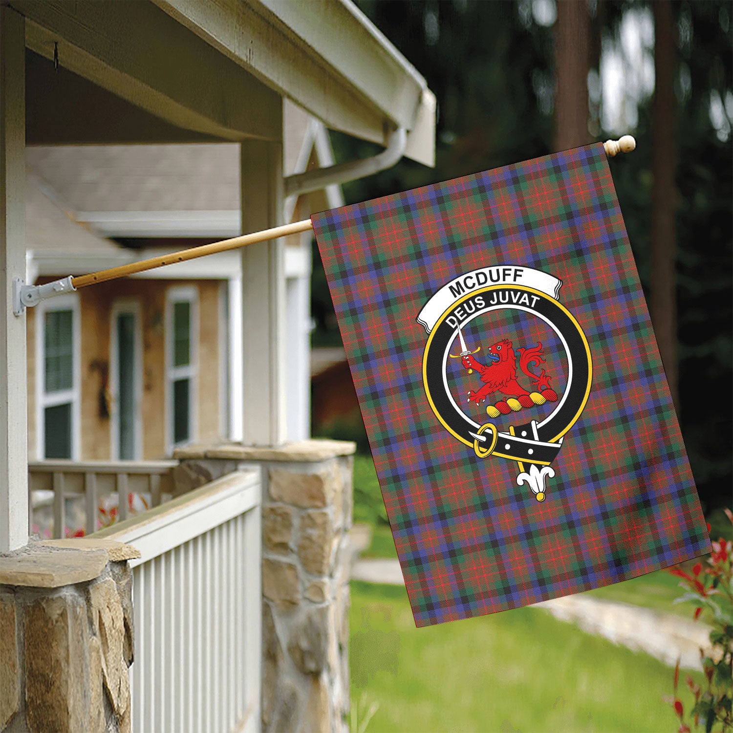 McDuff Hunting Modern Tartan Crest Garden Flag