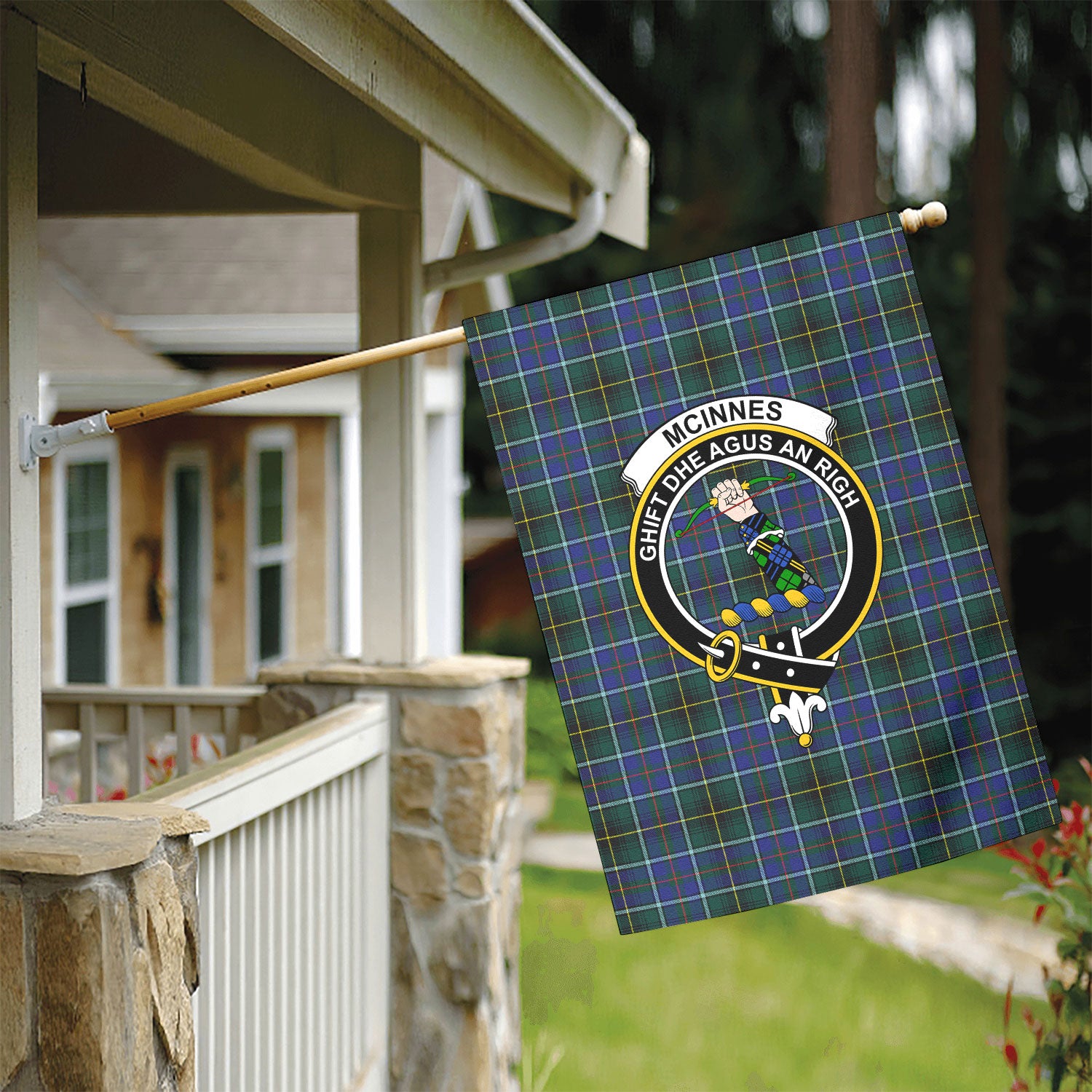 McInnes Modern Tartan Crest Garden Flag