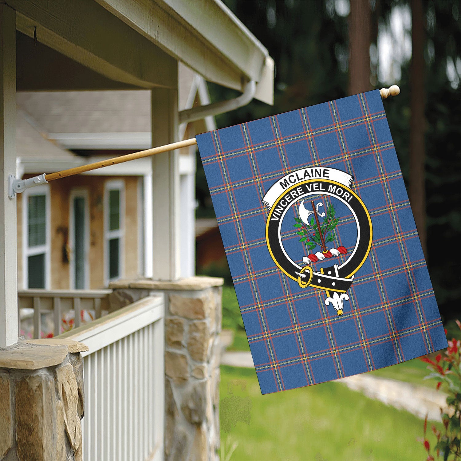 McLaine of Loch Buie Hunting Ancient Tartan Crest Garden Flag