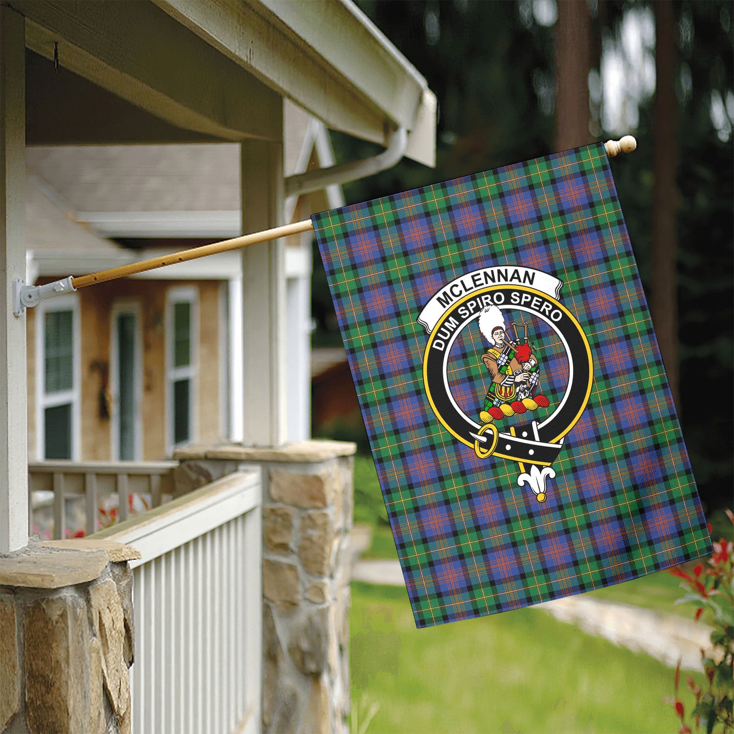 McLennan Ancient Tartan Crest Garden Flag