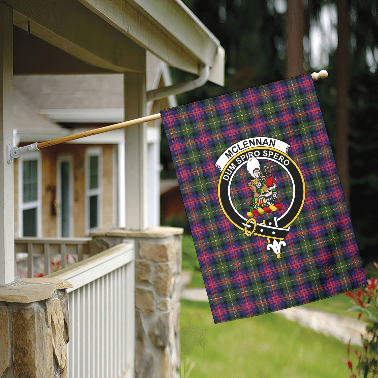 McLennan Modern Tartan Crest Garden Flag