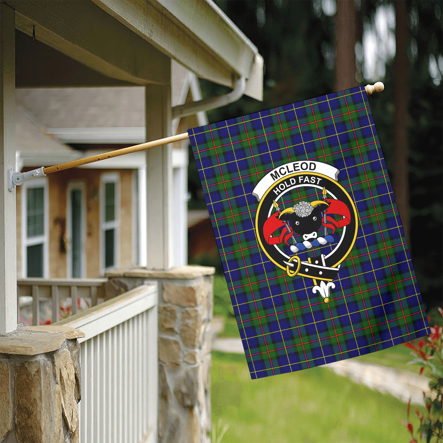 McLeod of Harris Modern Tartan Crest Garden Flag