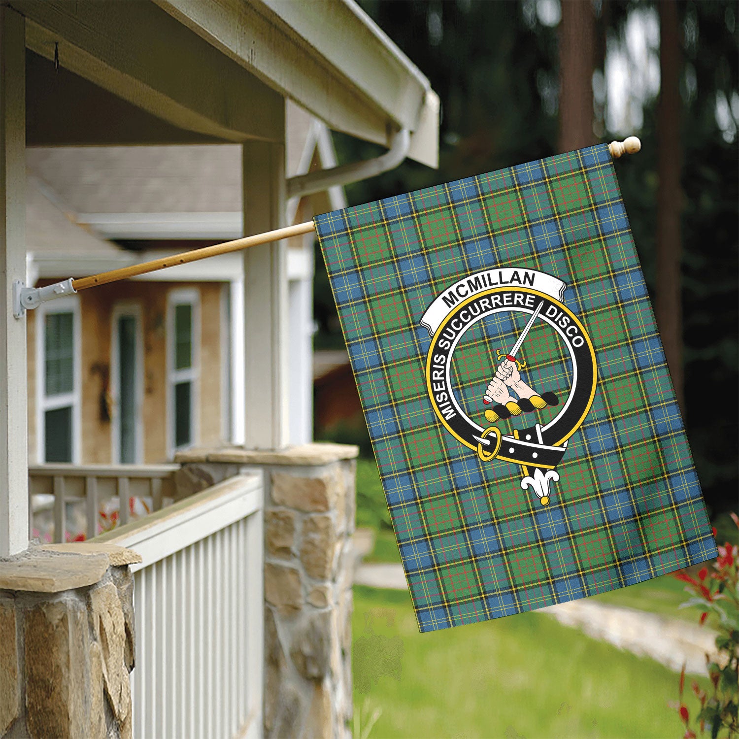 McMillan Hunting Ancient Tartan Crest Garden Flag