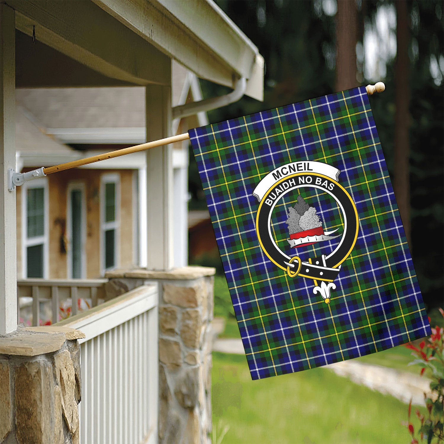 McNeil of Barra Modern Tartan Crest Garden Flag