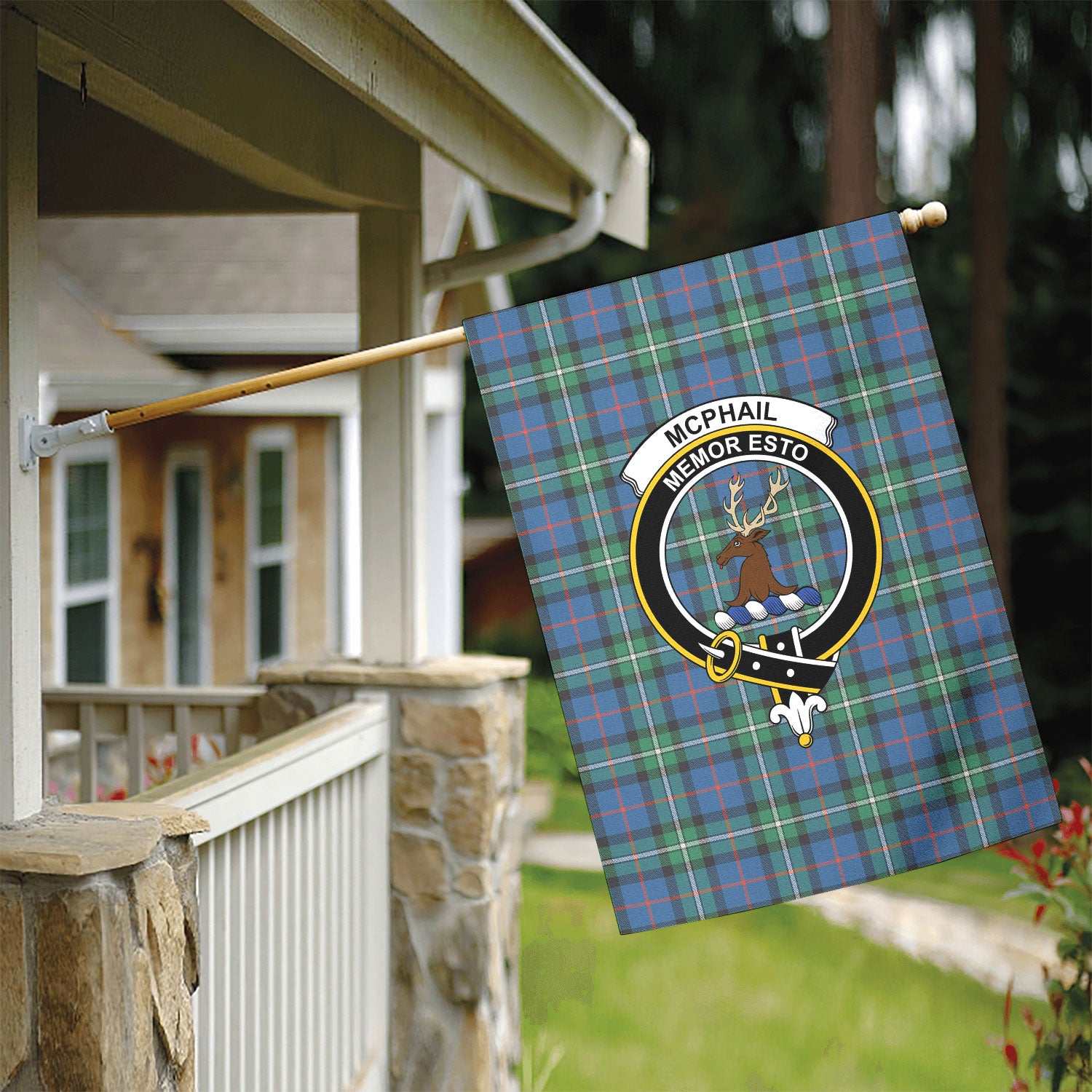 McPhail Hunting Ancient Tartan Crest Garden Flag