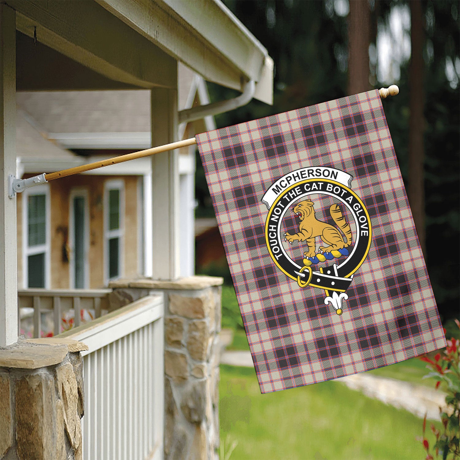 McPherson Hunting Ancient Tartan Crest Garden Flag