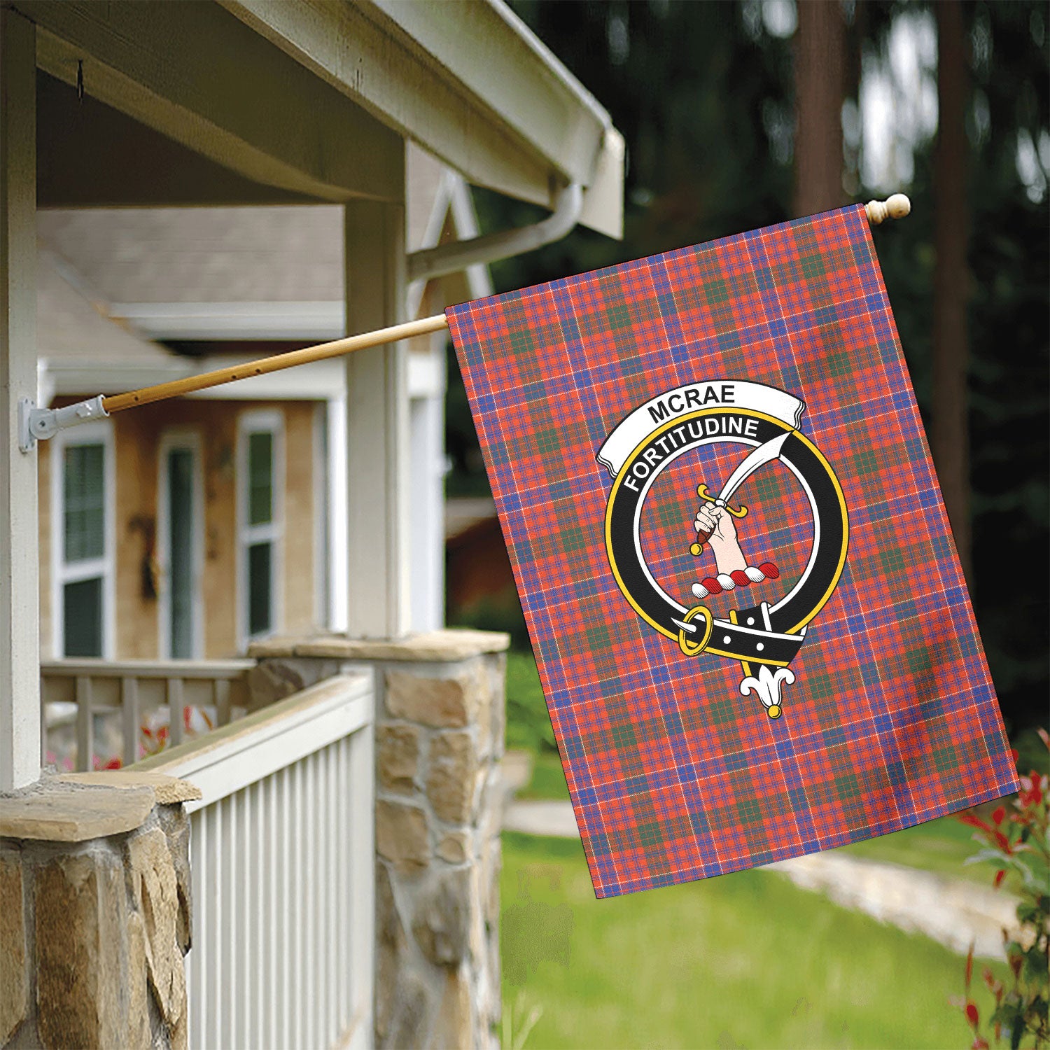 McRae Ancient Tartan Crest Garden Flag