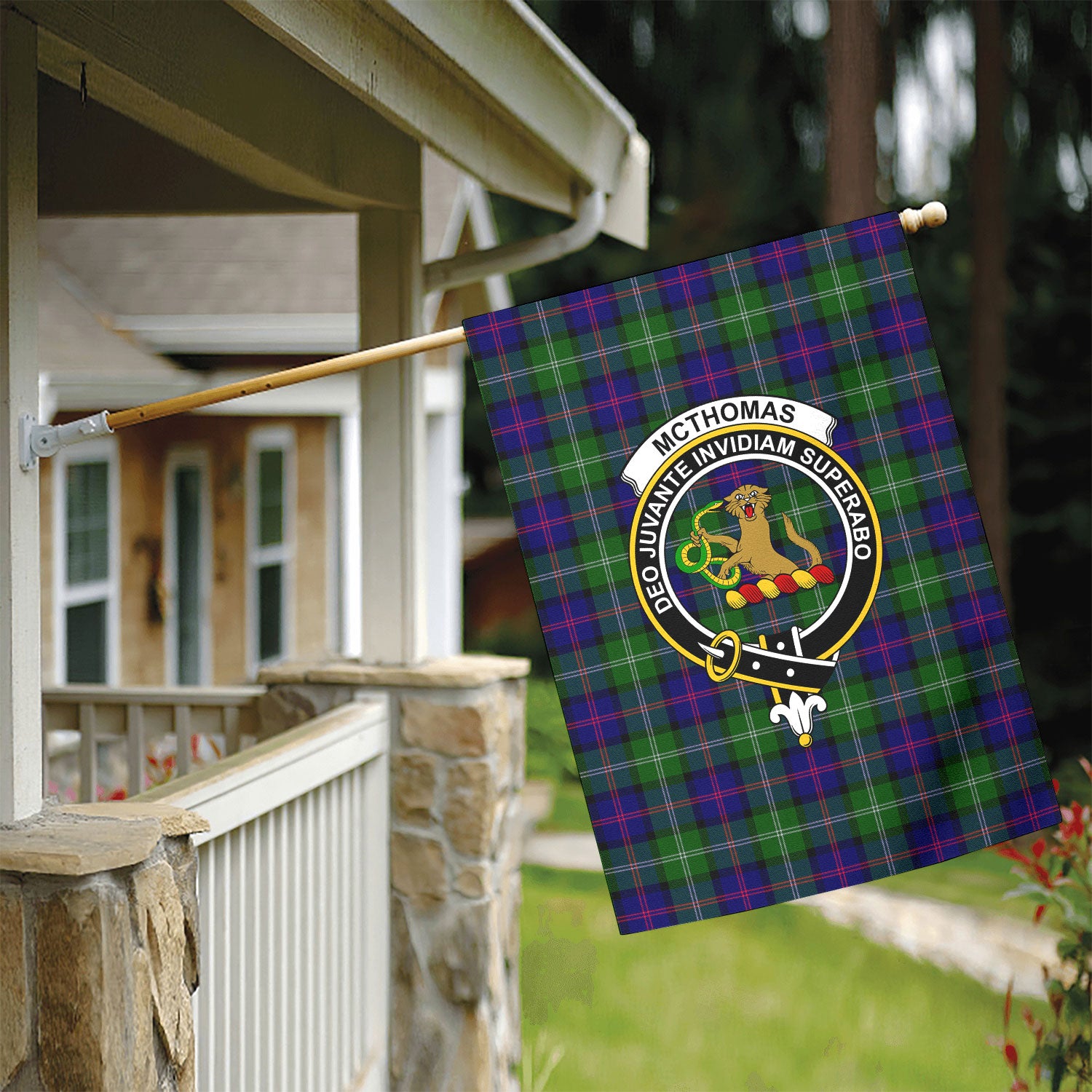 McThomas Modern Tartan Crest Garden Flag
