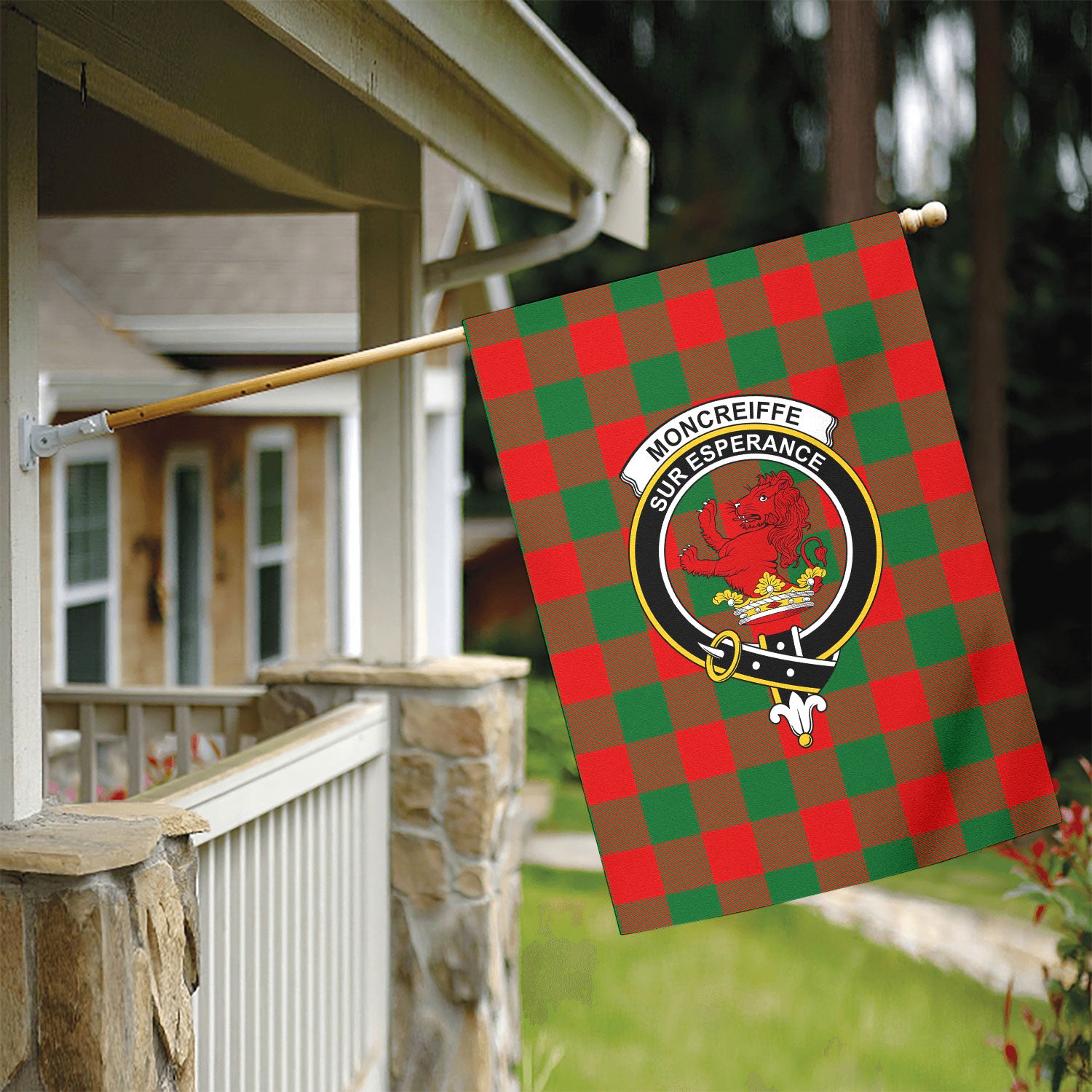 Moncreiffe (or Moncreiff) Tartan Crest Garden Flag