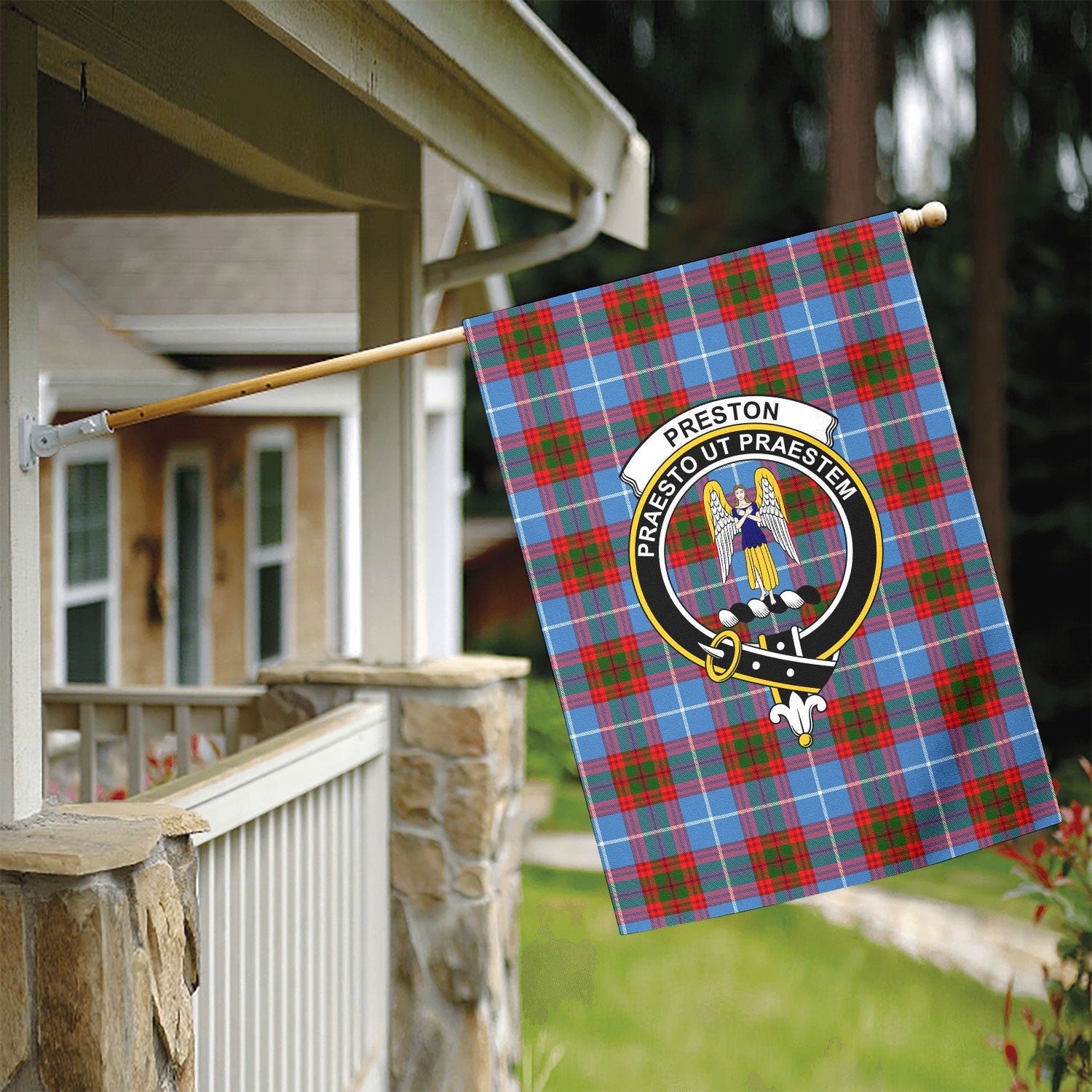 Preston Tartan Crest Garden Flag