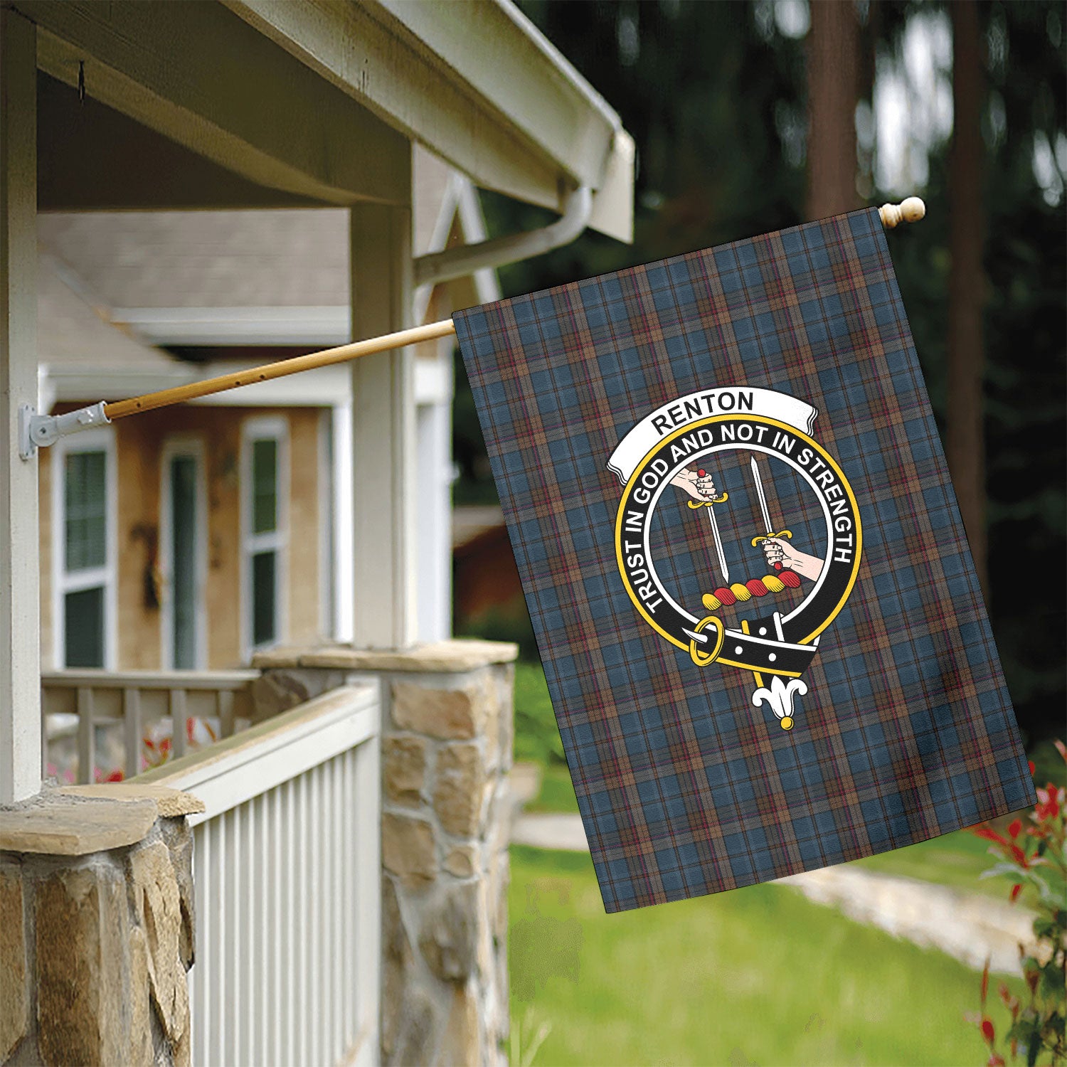 Renton Tartan Crest Garden Flag