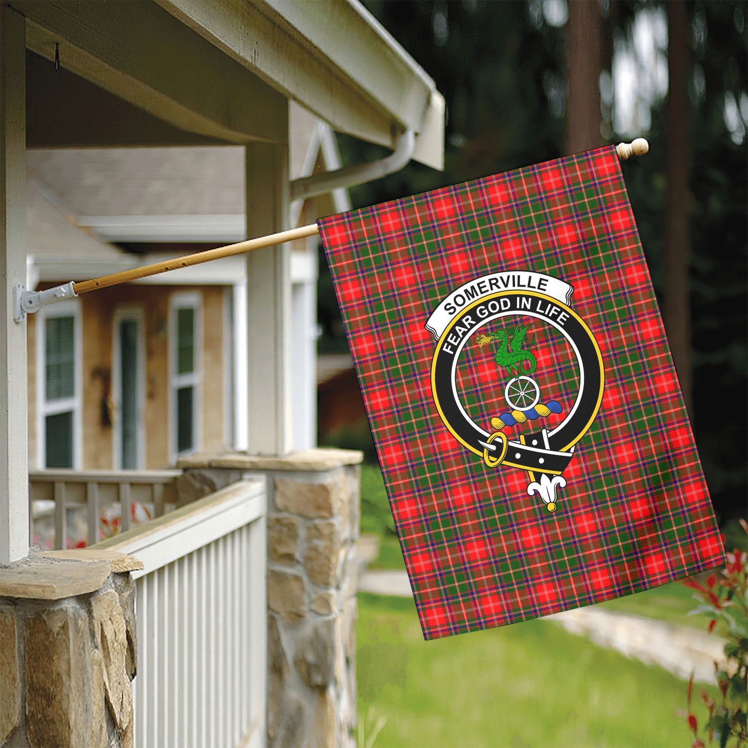 Somerville Tartan Crest Garden Flag