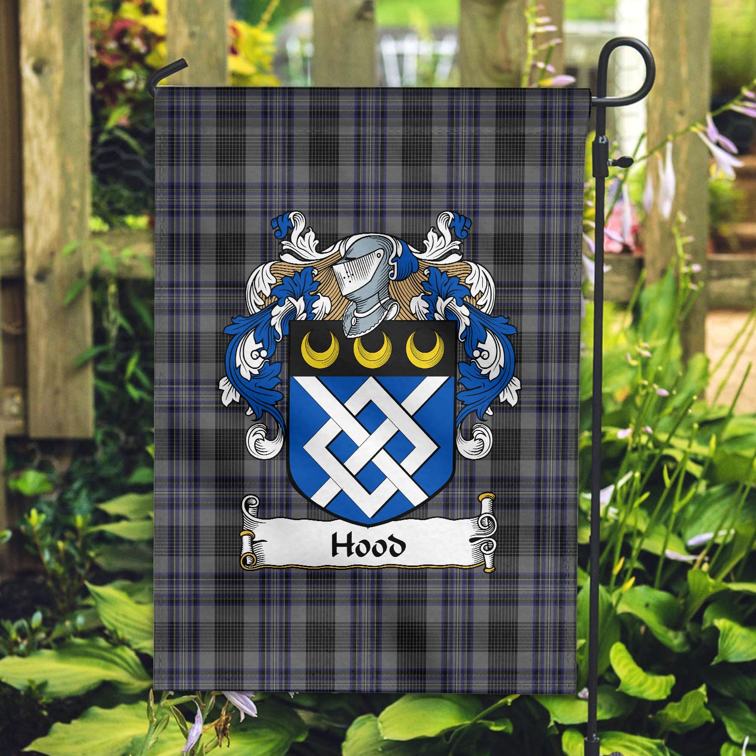 Hood Tartan Crest Garden Flag