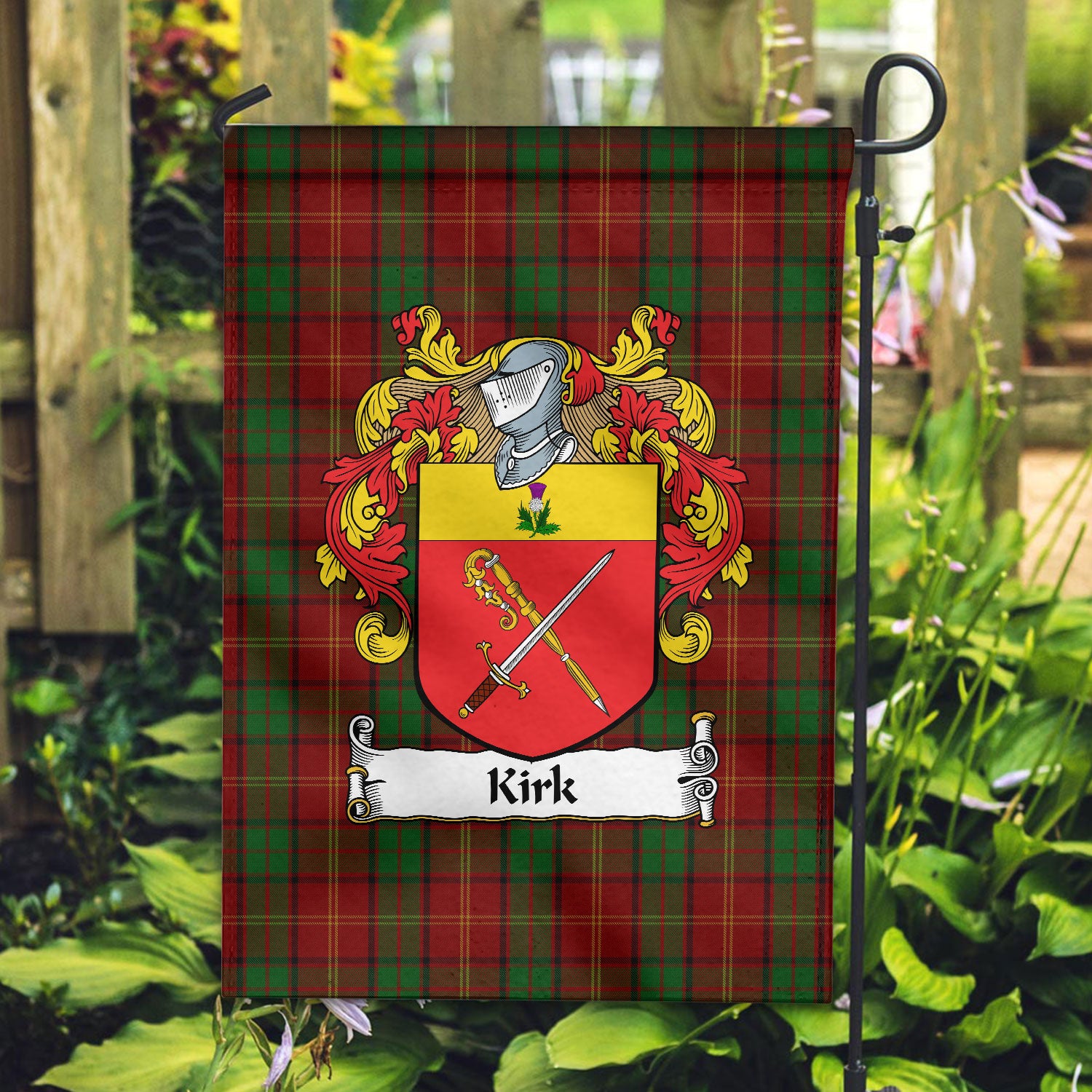 Kirk Tartan Crest Garden Flag