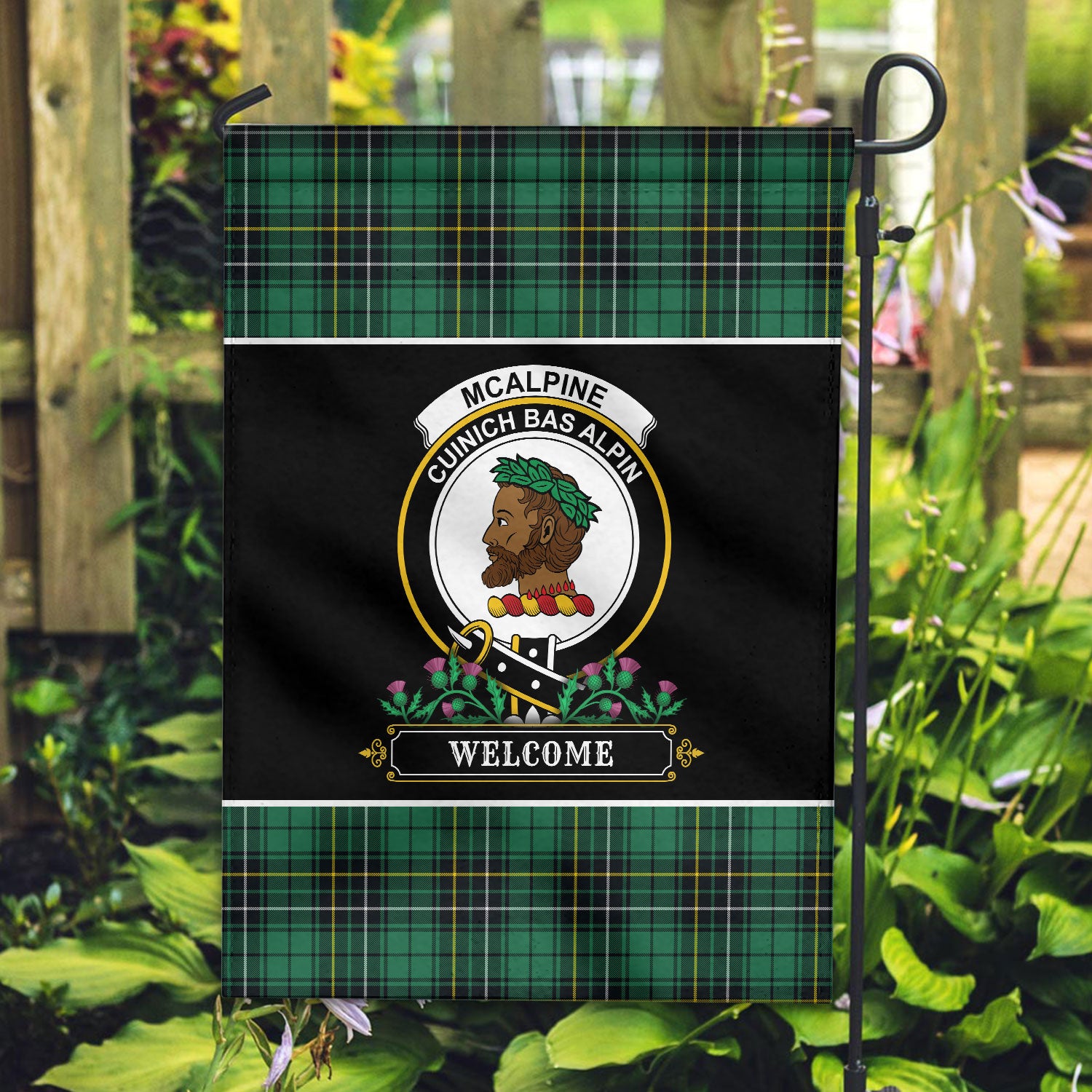 McAlpine Ancient Tartan Crest Garden Flag - Welcome Style